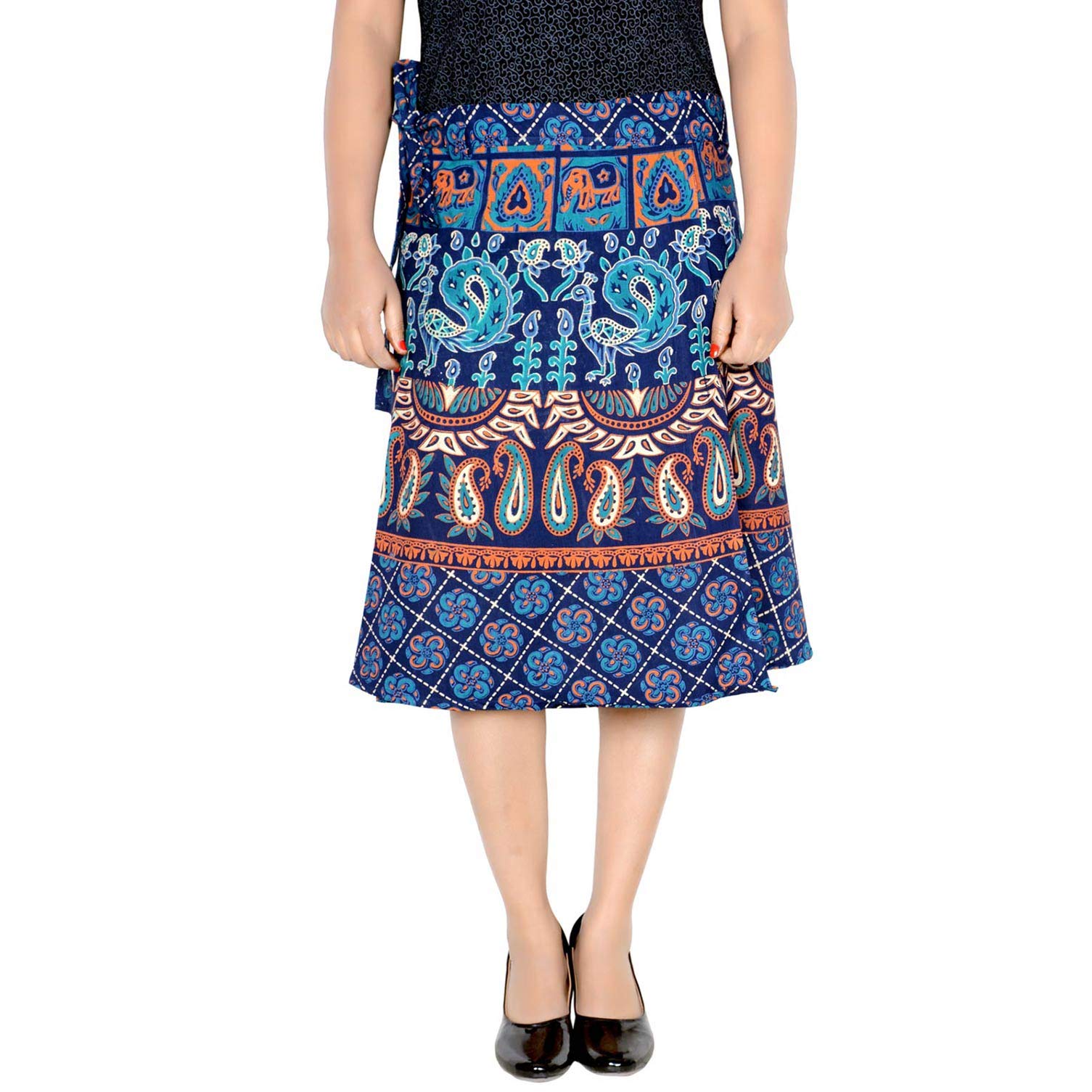 Women's Cotton Printed Knee Length Regular Wrap Around Skirt (W24NT_0005)-image-16