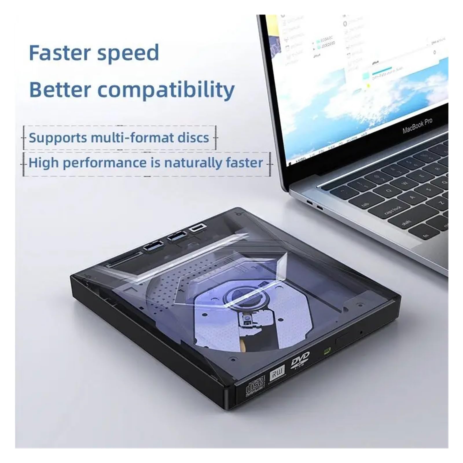 Odtwarzacz DVD, Zewnętrzny odtwarzacz Bluray USB 3.0 7 w 1 Wielofunkcyjna nagrywarka DVD BD CD Odczyt kart SD TF
