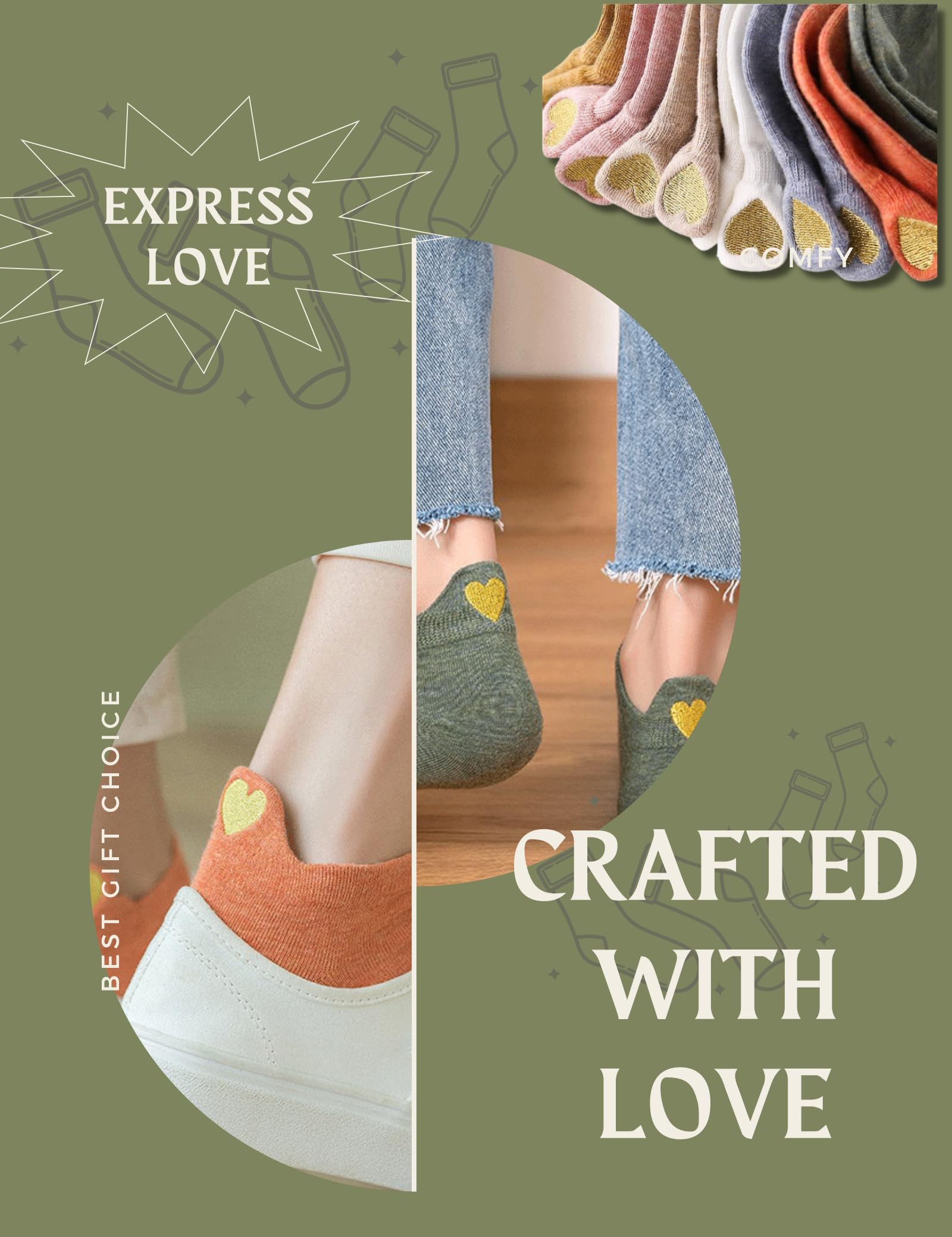 Sporzin Calzini Donna Calze Donna di Calzini Donn a Divertenti Calze Donn a Corti