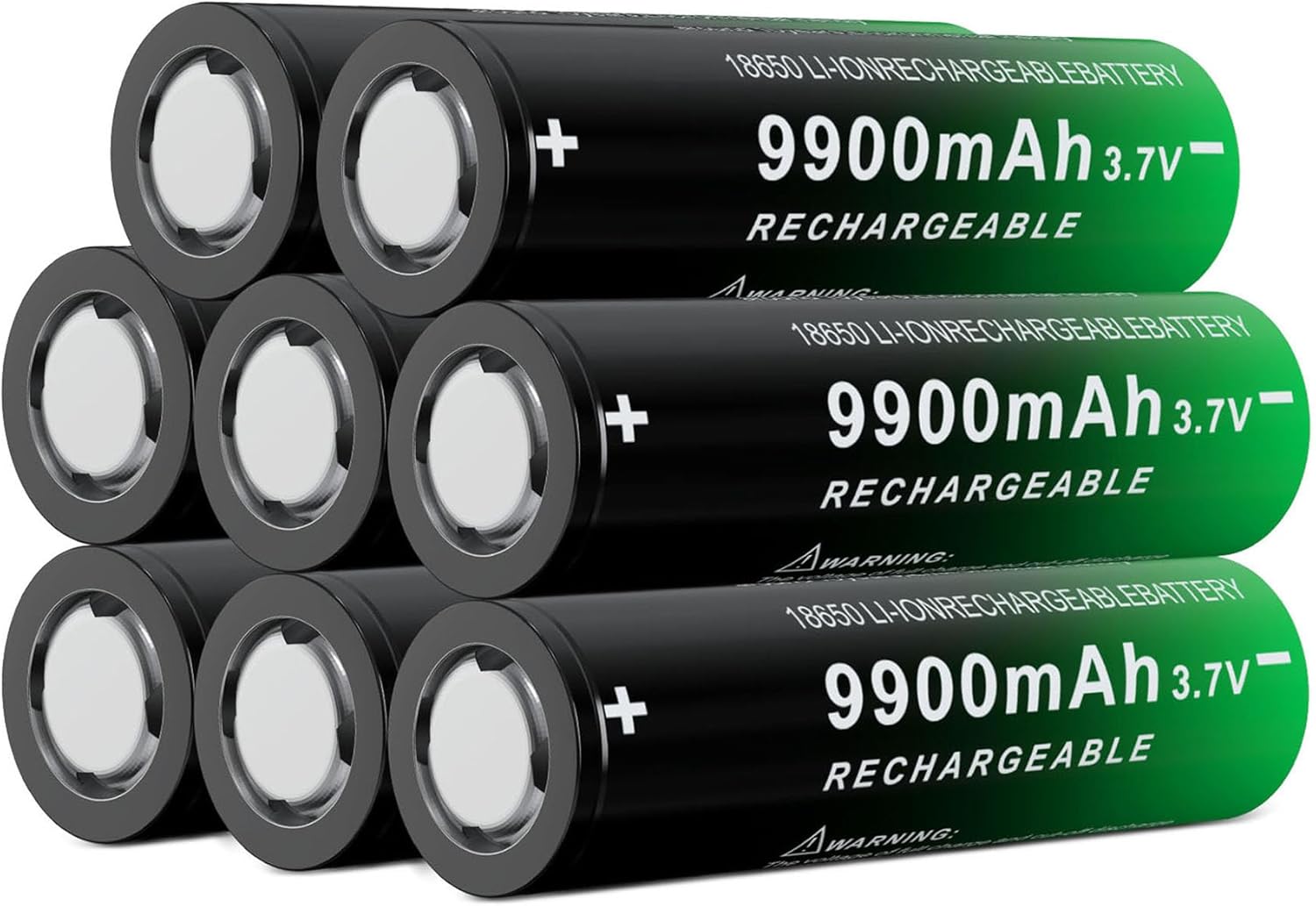 CKWJMUBS 18650 Rechargeable 9900mAh 3.7Volt High Capacity Flat Top 8 Pack 18650