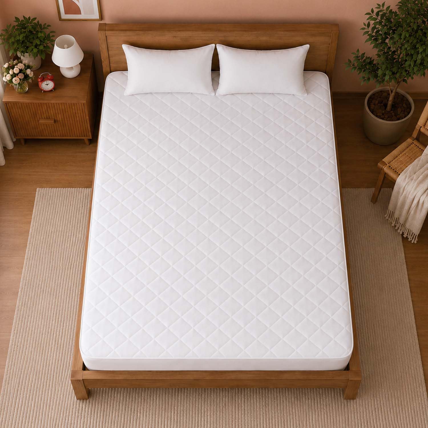 Aspire Homeware Mattress Protector, White, Small Double (122x190cm)