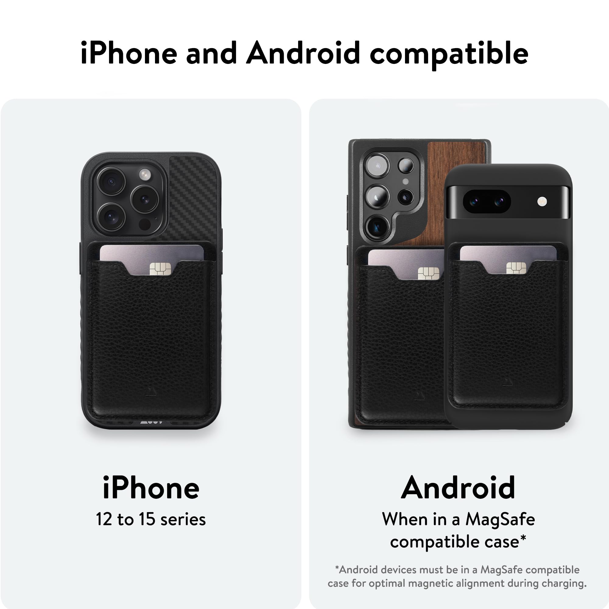 Mous - Portafoglio Magnetico MagSafe e Pixelsnap compatibile per iPhone 17, 16, 15, 14, 13, 12 e Pixel 10, Pelle Nero