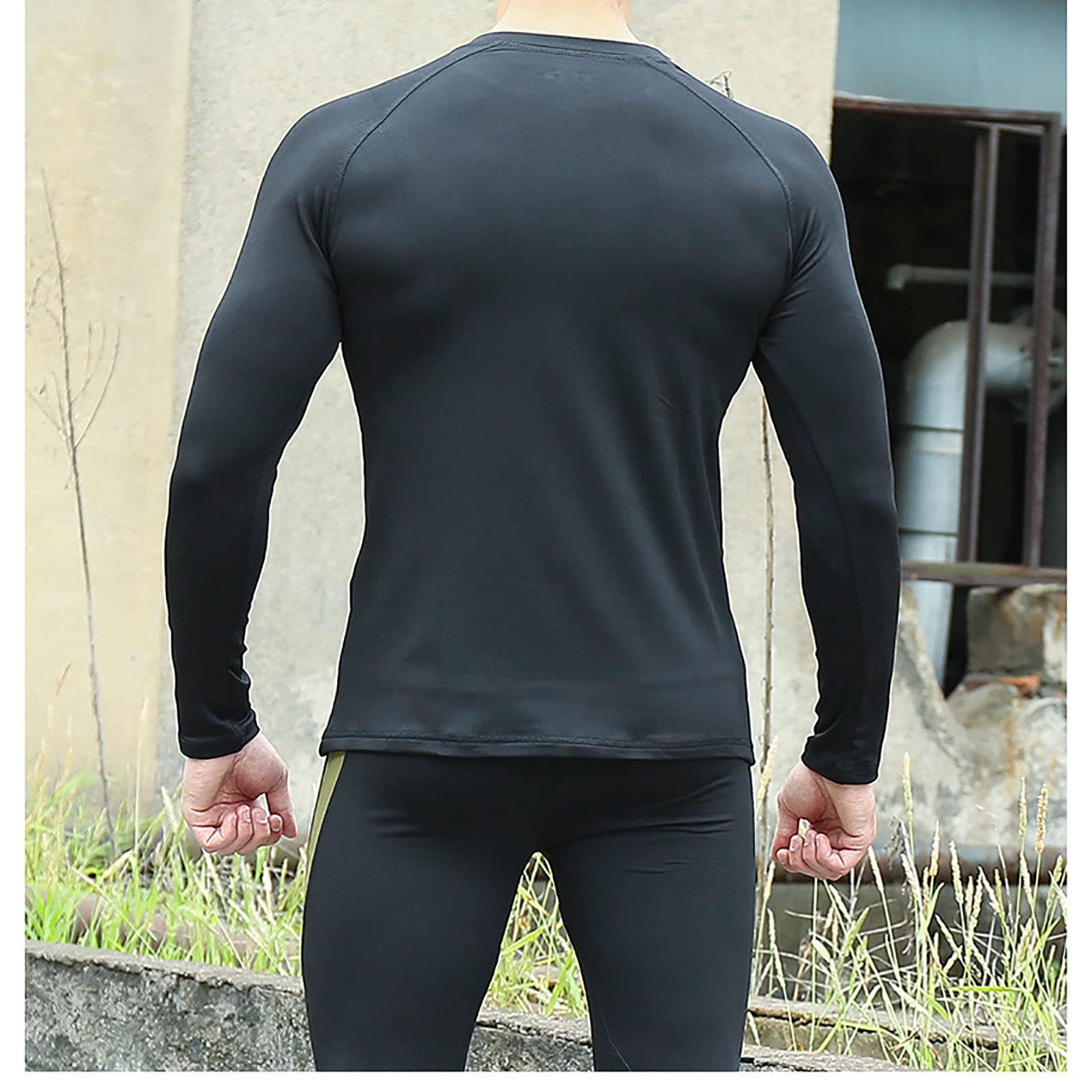 Set di biancheria intima termica in pile da uomo, funzione di assorbimento del sudore di asciugatura rapida invernale Top e leggings sportivi da uomo, per tuta di compressione dello strato base della