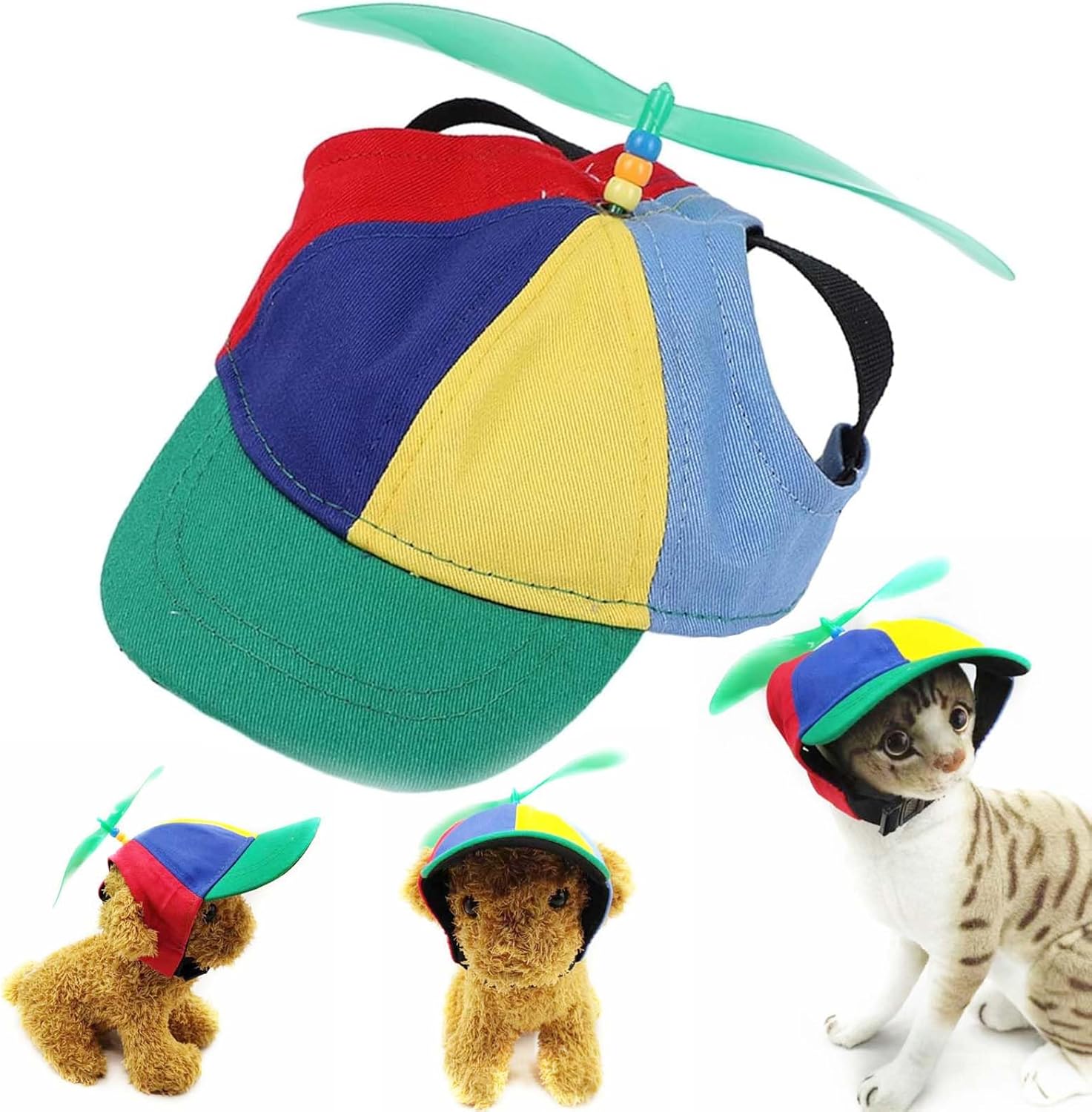 Generic Dog Propeller Hat, Rainbow Dog Hat with Propeller