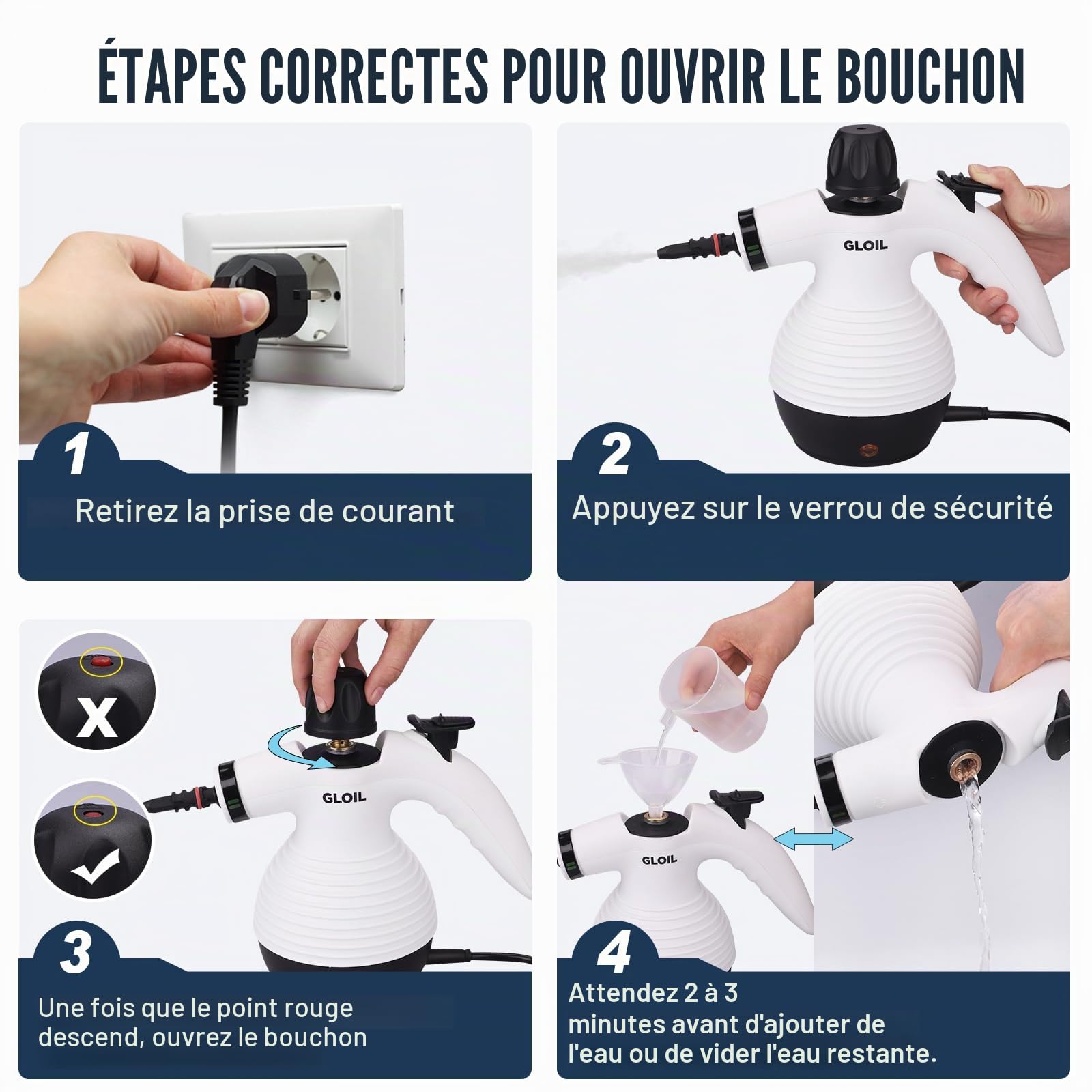 Nettoyeur vapeur portable pour tout, avec 10 accessoires, nettoyeur vapeur domestique pour tapis, rideaux, canapés, cuisine, salle de bain