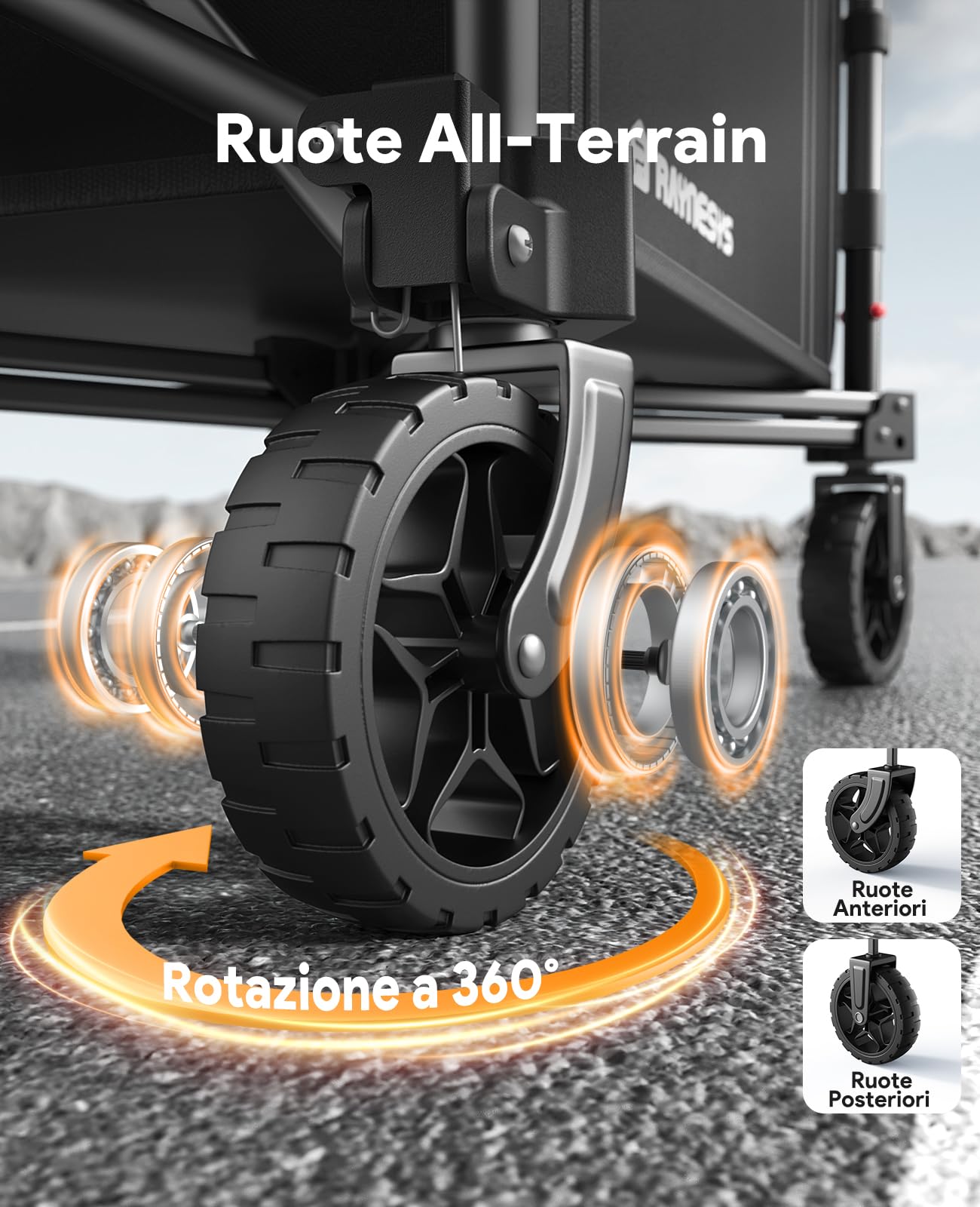 Carrello Pieghevole con Ruote 120L, 3 in 1 Vagone Pieghevole Convertibile in Panchina, 220lbs Carrello Acquisti di Generi Alimentari Carro Utile per Spiaggia, Giardino, Campeggio, Nero scuro