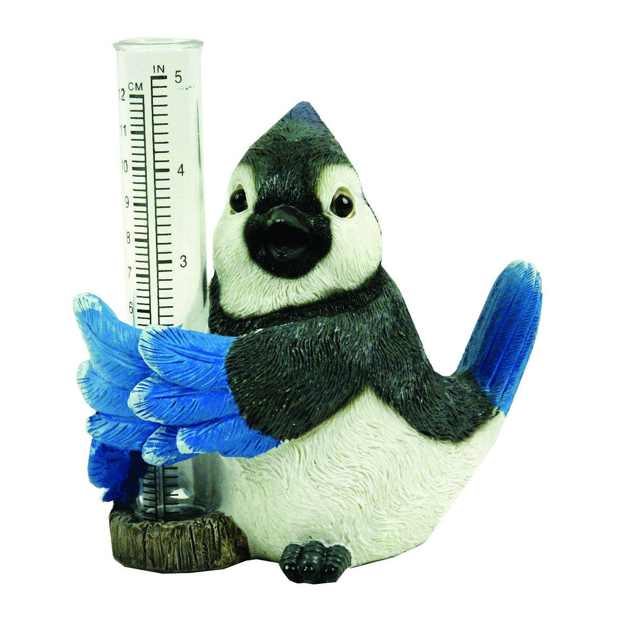 Michael Carr Designs Blue Jay Rain Gauge Outdoor Bird Rain Gauge Figurine for gardens, patios and lawns (80071)