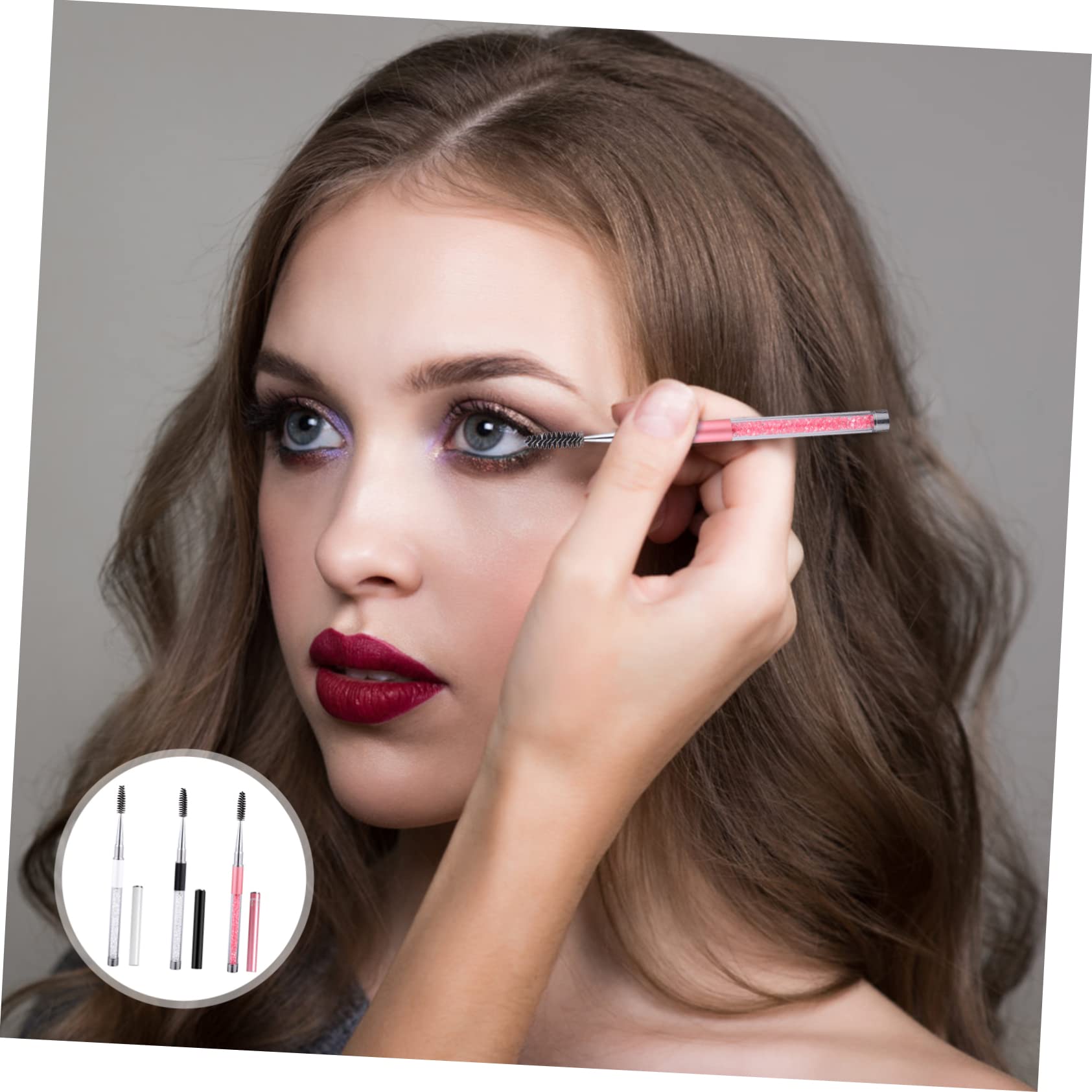 BESTYASH Elegant Eyebrow Lash Brush Kit Mini Travel Mascara Wands with Screw-on Cover for Daily Travel