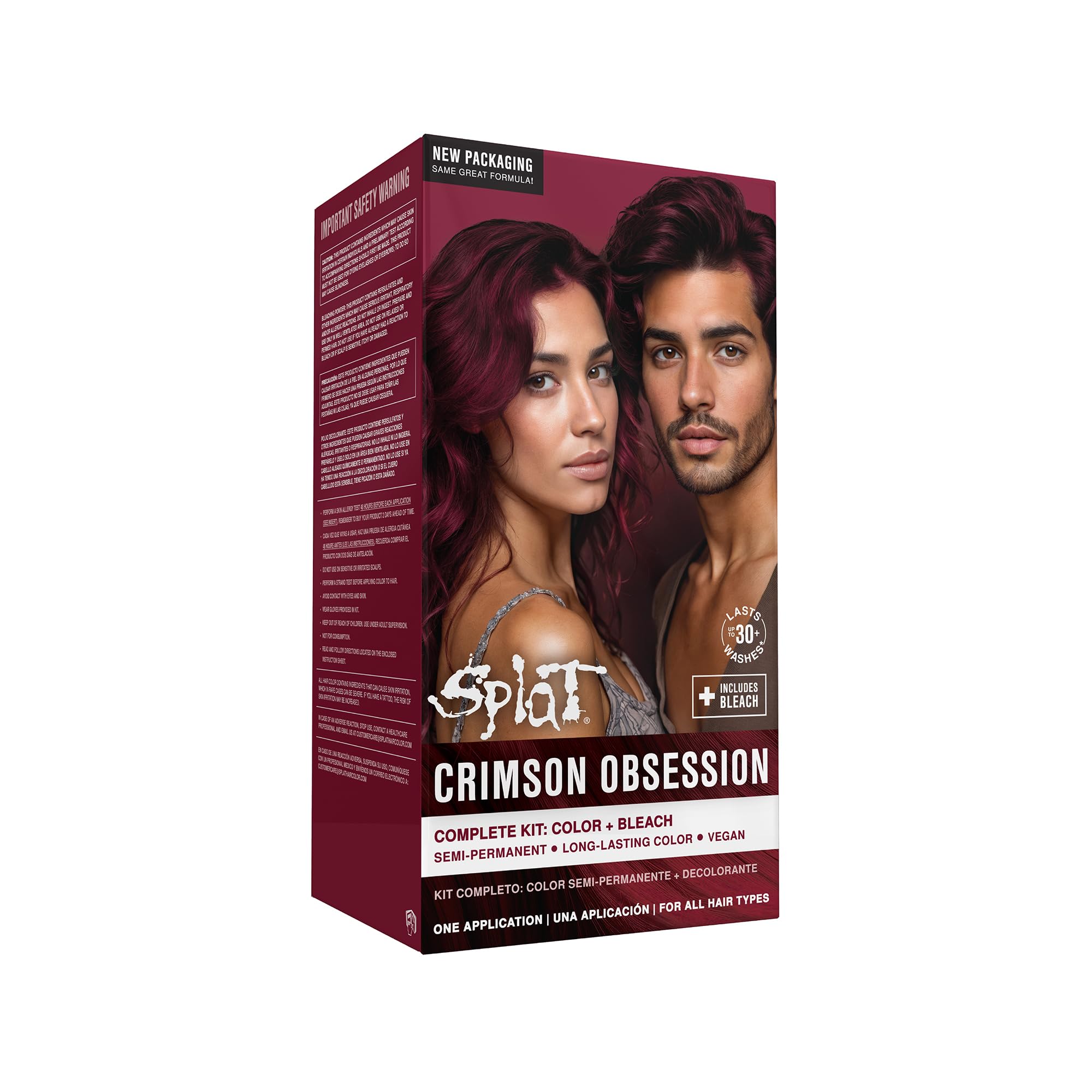 Splat Crimson Obsession Semi Permanent Hair Dye Kit with Bleach, 1 Application, Includes Red Hair Dye, Oxide & Bleach Powder, Vegan & Cruelty Free Hair Color