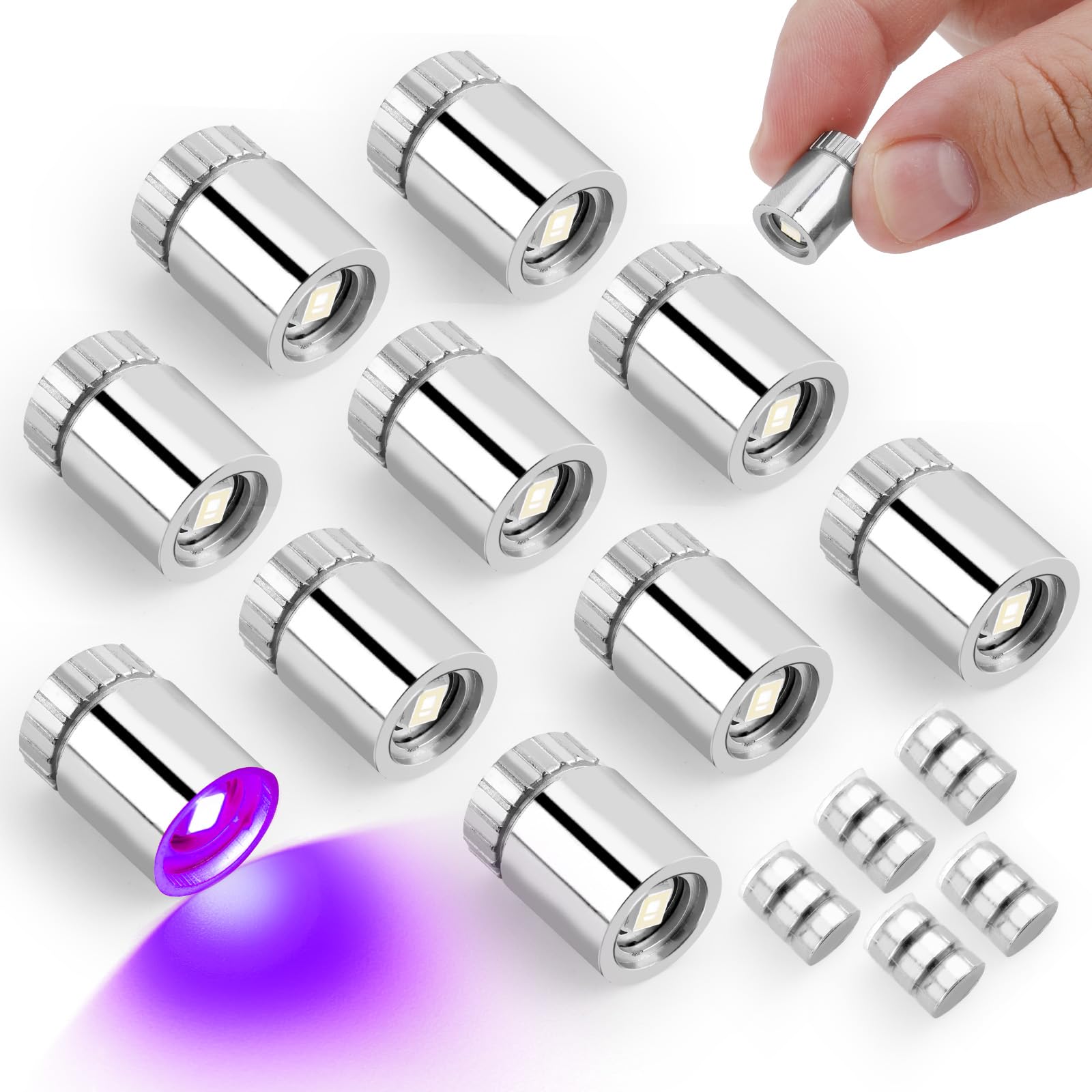 10pcs Miniature LED Spot Lights for Craft, Battery Operated Small LED Light with Battery for Dollhouse Mini Paper Lanterns Party Micro Spotlights Decorations Doll House DIY Projects (Purple)