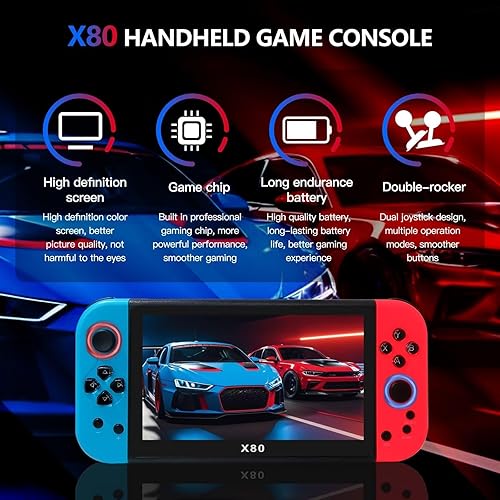 Miniatura 4 de USonline911 X12 Plus 7-inch HD Screen Handheld Portable MP5, 10000+ Free GamesDual Joystick Nostalgic Arcade Video Game Machine 16GB ROM, Support