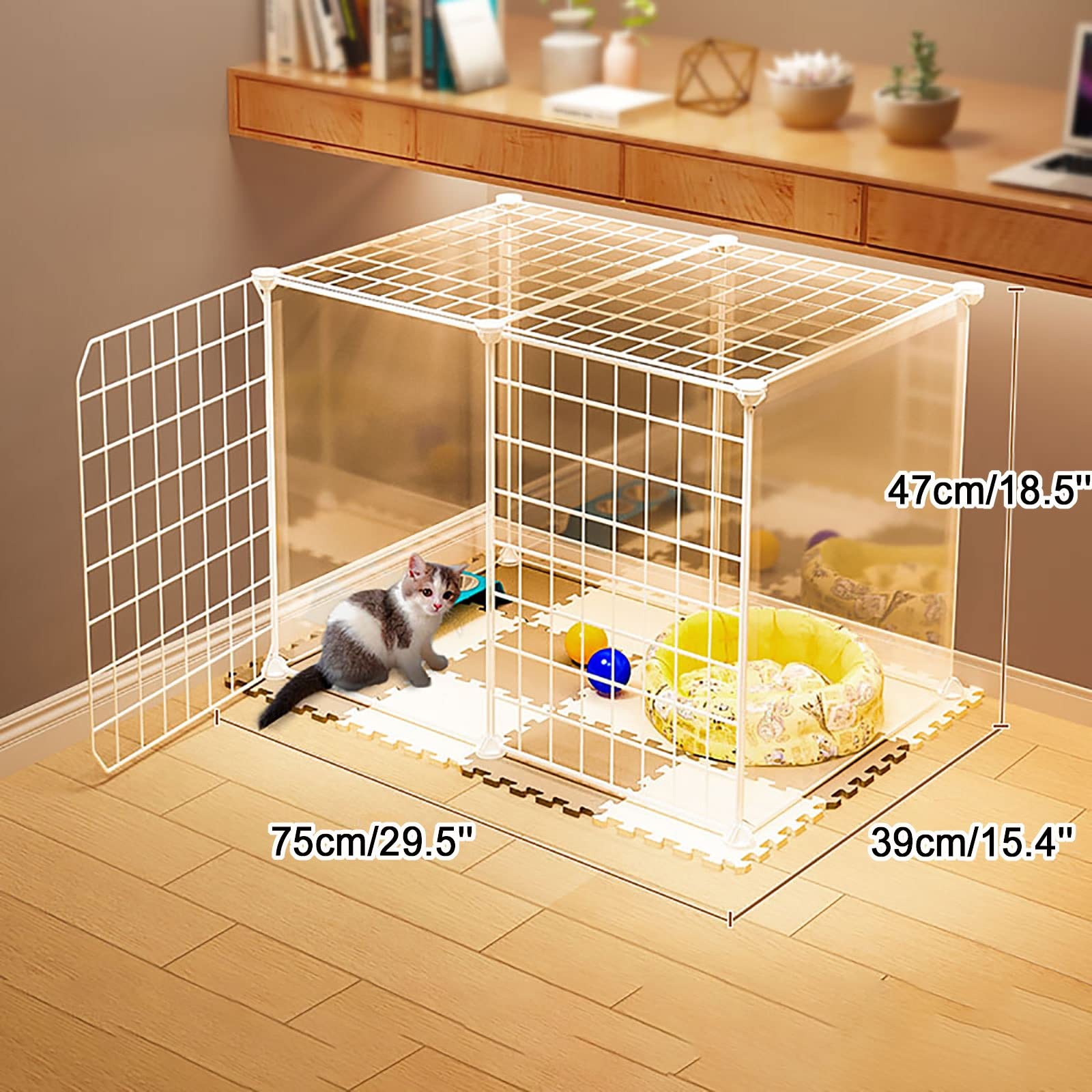 Gabbia per Gatti da Interno - Gabbia per Gatti Gabbia per Gatti Staccabile in Metallo Gabbia per Piccoli Animali Design Fai da Te Box per Gattini Recinti per Gatti all'aperto - per Conigli d