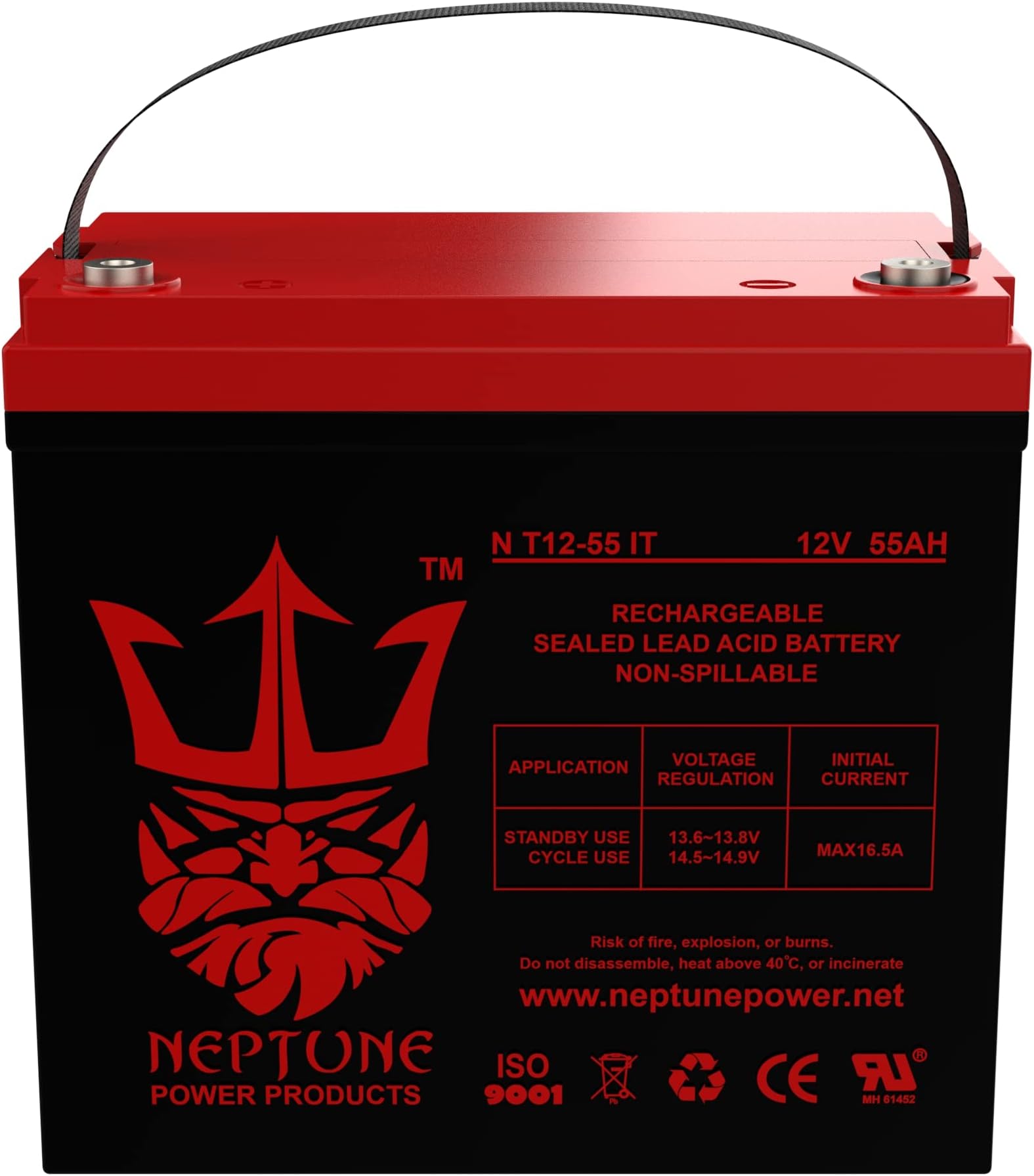 Neptune 12V 55Ah NT-12-55 GEL IT Trolling Motor/Electric Wheelchair DEEP CYCLE High-Performance Rechargeable SLA Sealed Lead Acid GELBattery - USA Tech Support