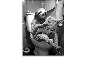 Funny Sloth Wall Decor Poster for Bathroom Decorations