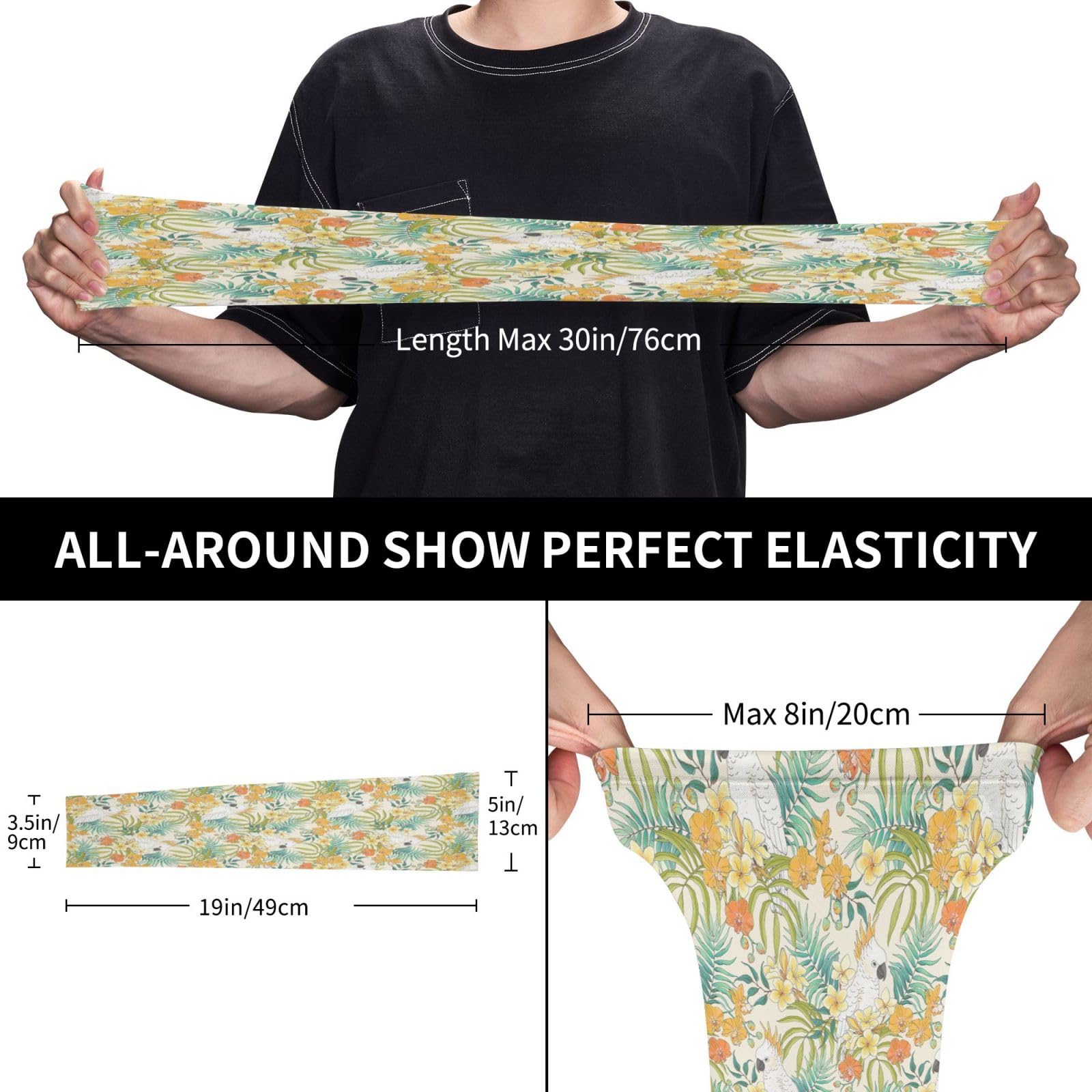 VOSERY Cooling Arm Sleeves for Men Women Uv Protection - Hand Drawn Cockatoo Parrot Flower Tattoo Sleeves to Cover Arms for Women Men, Gardening Sleeves, Compression Sleeves for Women