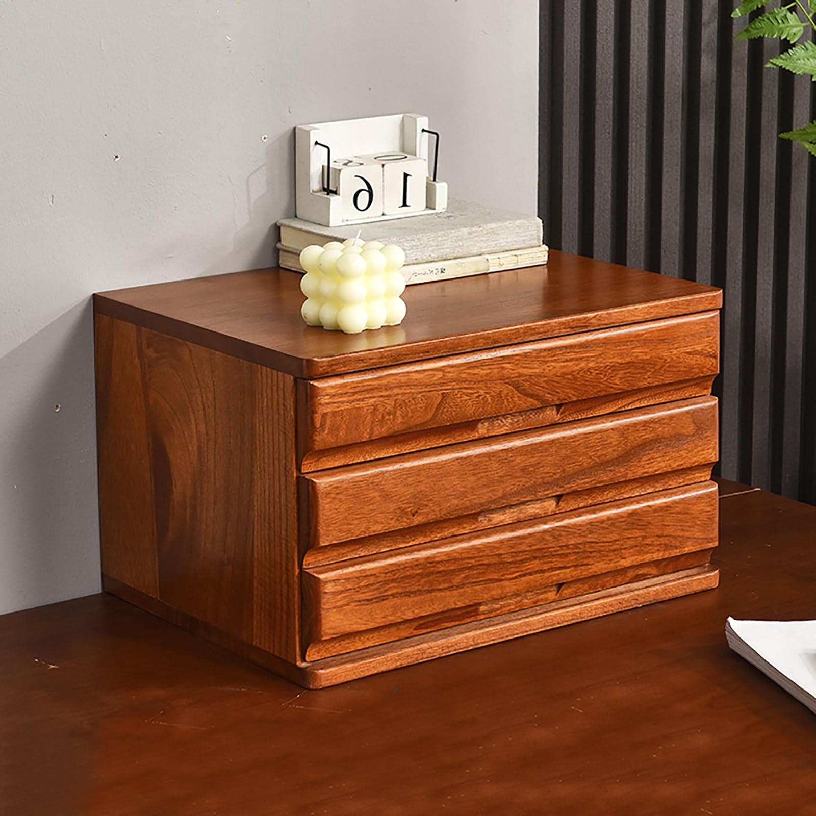 Boîte De Rangement De Bureau En Bois Massif, Multicouche Tiroir De Organiseur Épaissi, Meuble De Rangement À Poignée Invisible, Pour Bureau/étude/maison(Brown,24cm/9.4in)