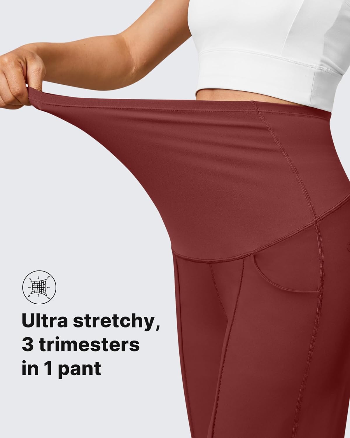 G4Free Maternity Dress Yoga Pants with Pockets Over The Belly Stretchy Work Slack Pregnancy Wide Leg Lounge Trousers - Image 4