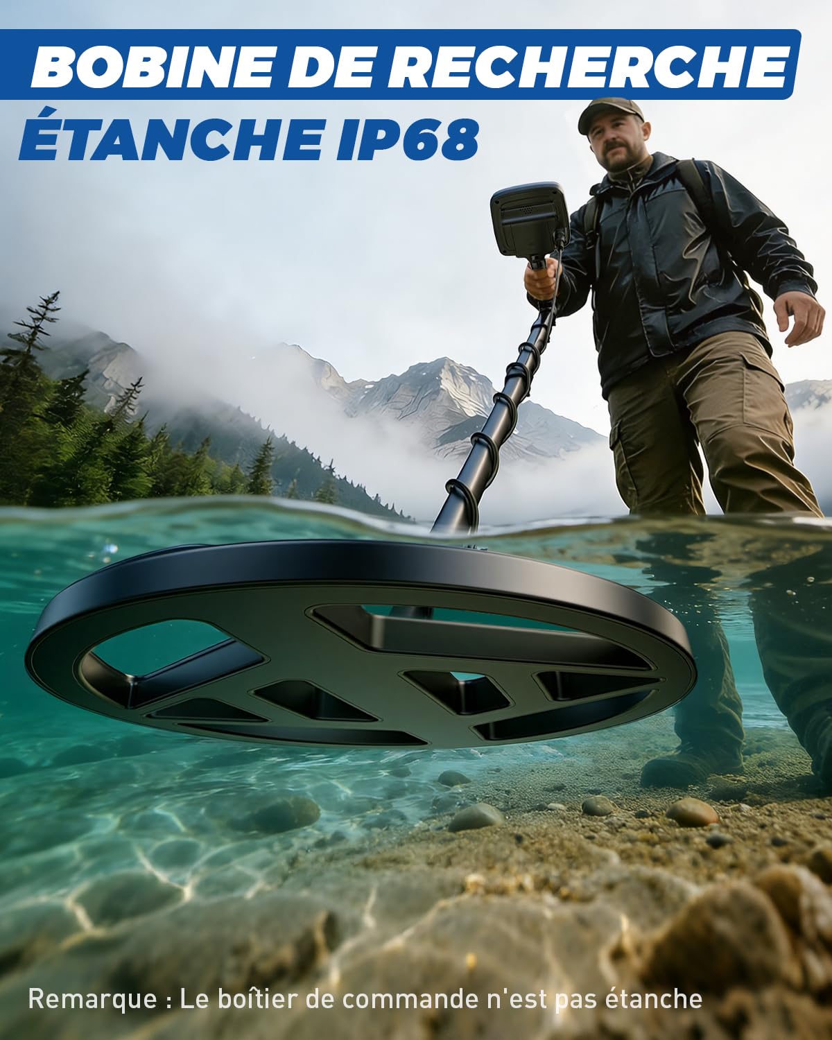 Hazlewolke Detecteur de Metaux pour Adultes Professionnel, 13" Grande Bobine Étanche, 5 Modes avec Pinpoint, Haute Précision & Forte Anti-Interférence, 7 Niveaux de Sensibilité pour la Détection d’Or