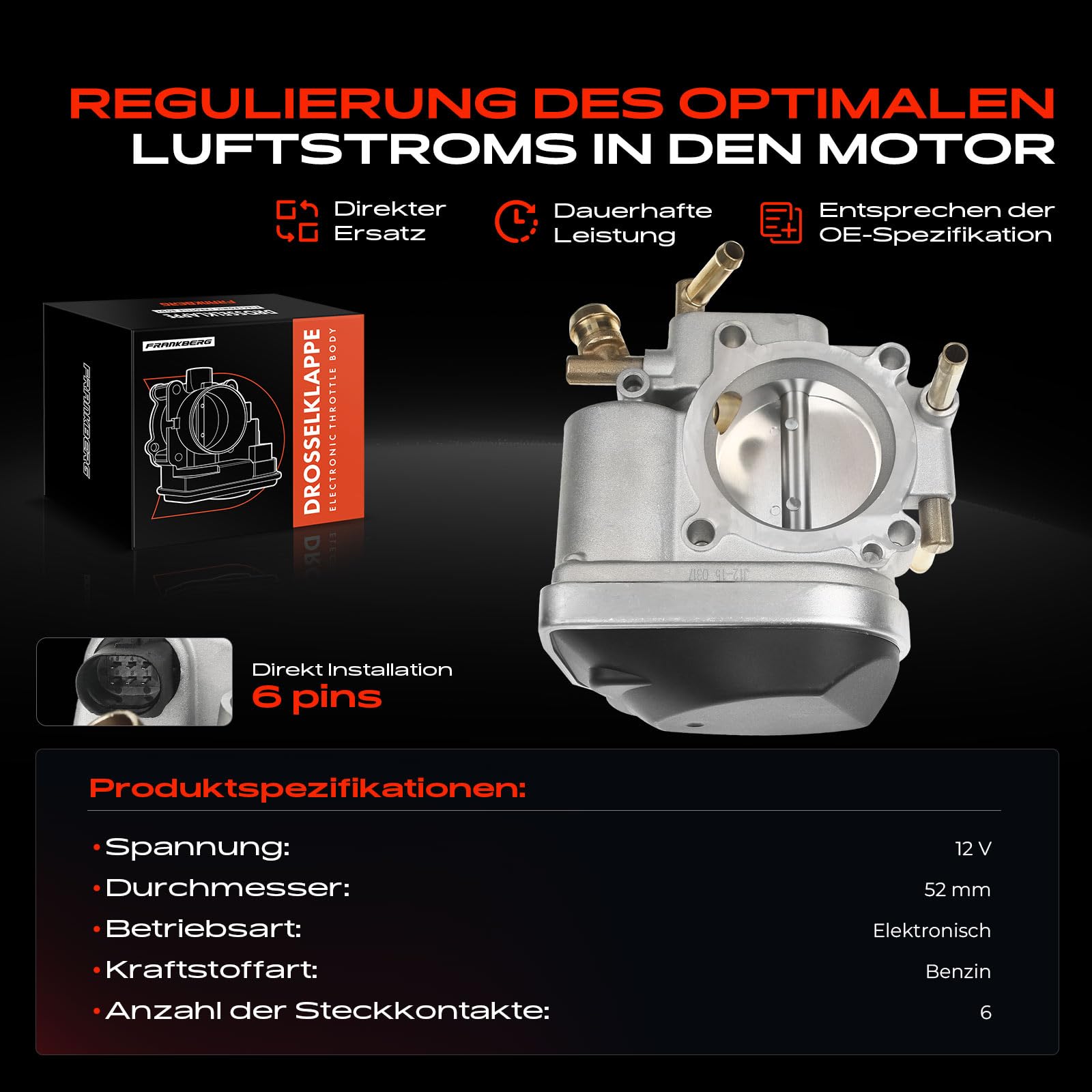 Frankberg Drosselklappe Kompatibel mit Cruze J300 1.6L-1.8L 2009-2016 Drosselklappenstutzen Astra H L48 1.6L 2007-2008 Zafira/Zafira Family B A05 1.6L 2007-2015 Replace# 55560398