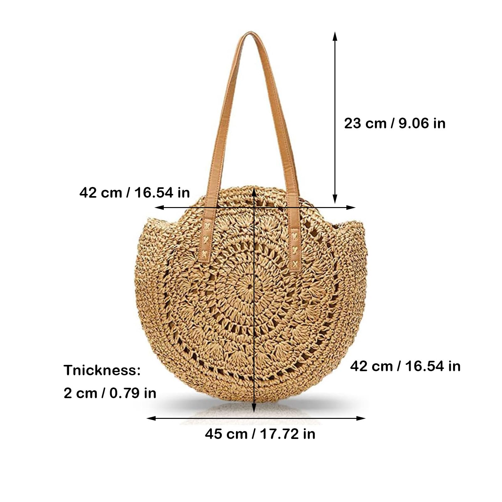 Panier De Plage Paille Sac Bandoulière Rétro Rond Sac À Bandoulière Rotin De Paille Pour À Main Femme Ete Paille De Plage Paille Pour les voyages, les vacances, les loisirs