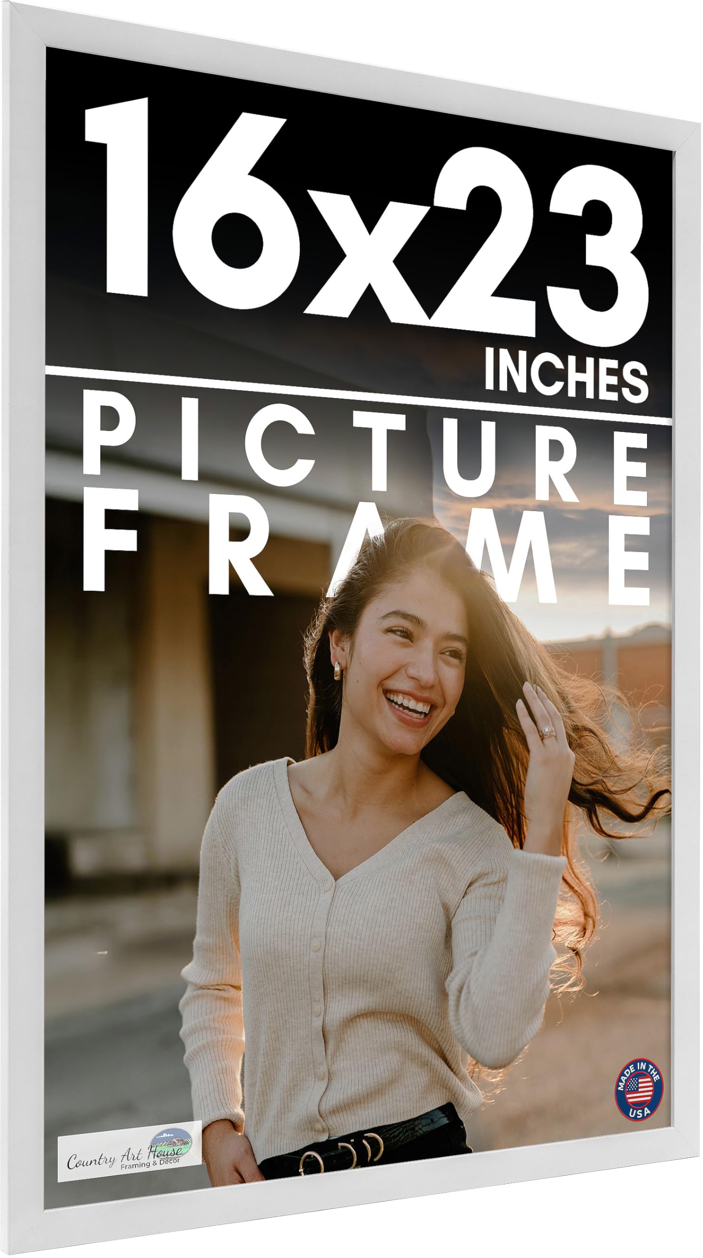 Amazon.com - 16x23 Frame White Solid Wood Picture Frame Includes