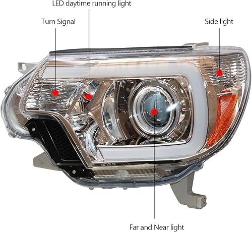 Miniatura 3 de CNCEST Conjunto de faros delanteros para Toyota Tacoma 2012-2015, lado derecho del pasajero y lado izquierdo del conductor, par de faros delanteros
