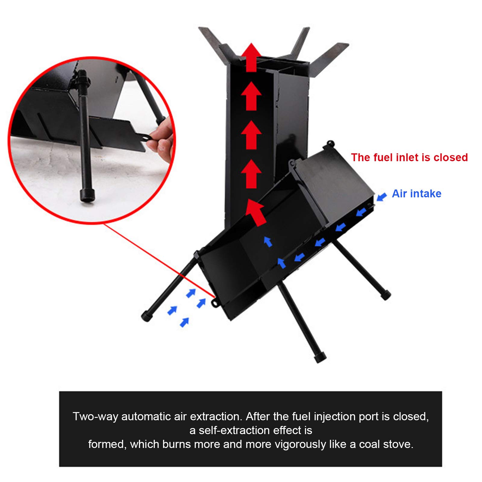 Foyer, poêle à fusée, poêle à Bois de Camping léger et Petit, Pliable, Compact et Polyvalent, Solution Parfaite pour la randonnée et Le Trekking, Tient dans Votre Sac à Dos