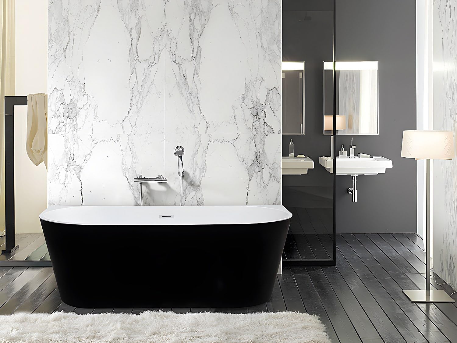Venta-unica - BaÒera exenta - DIVINA - 245L - 170 x 75 x 58 cm - Negro