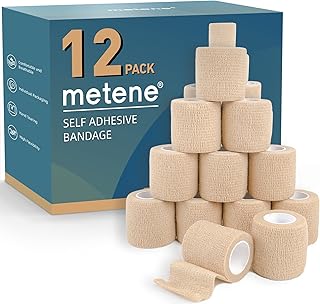 Sponsored Ad - Metene Self Adhesive Bandage Wrap 12 Pack, Athletic Tape 2 Inches X 5 Yards, Sports Tape, Breathable, Water...