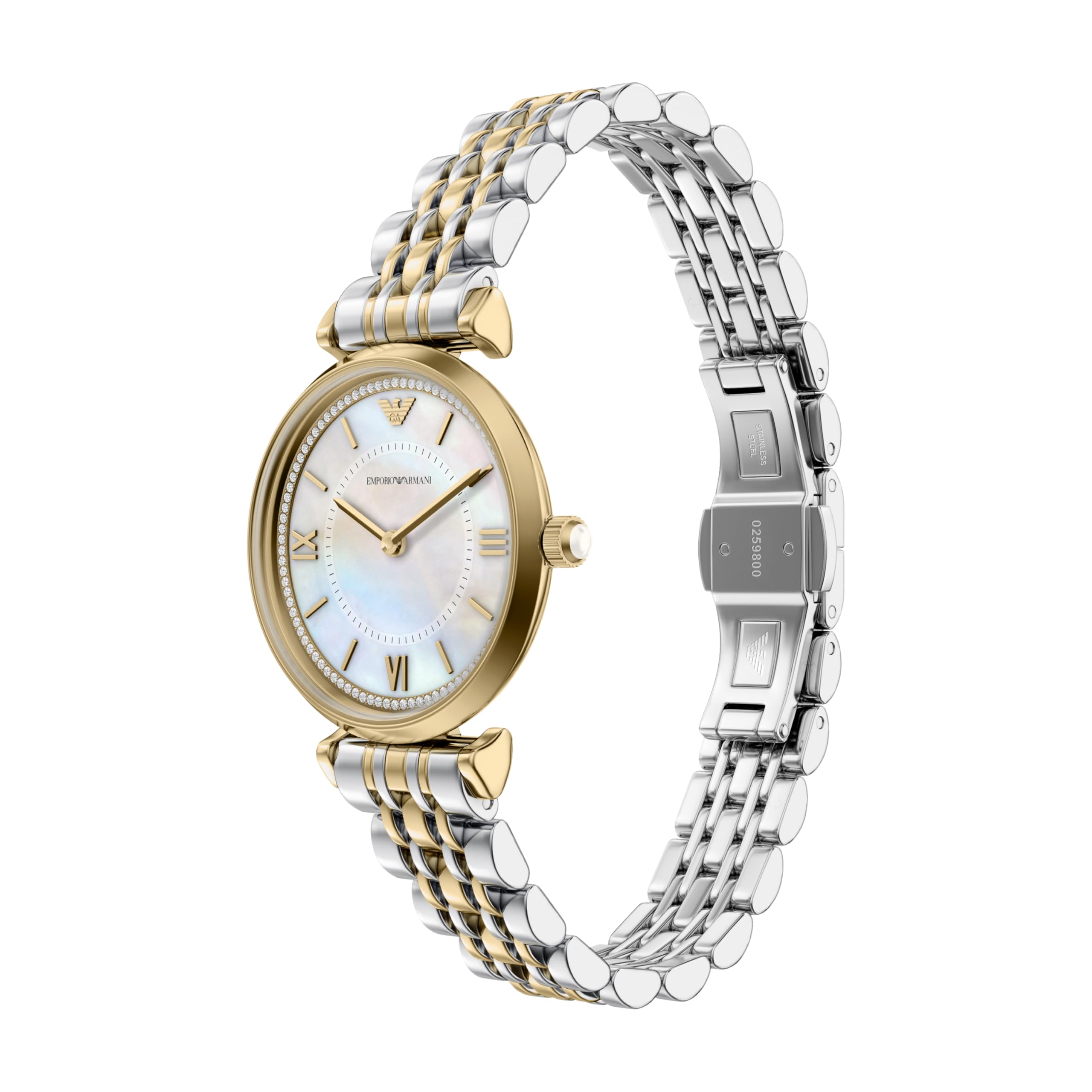 Emporio Armani Donna Orologio 32MM in acciaio inossidabile color oro, AR80086SET