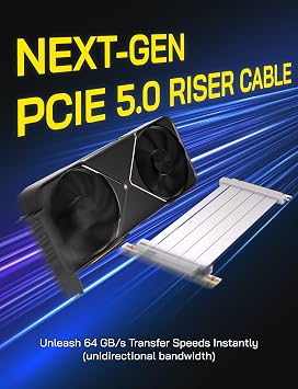 EZDIY-FAB PCIe 5.0 Riser Cable, Gen5 GPU Extender, Right Angle, 20cm, White