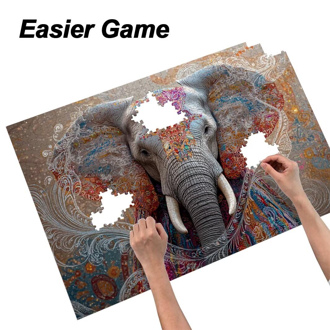 Puzzle 1500 Pezzi, Puzzle Elefante per Adulti, 87x57cm, Compact Box -4448
