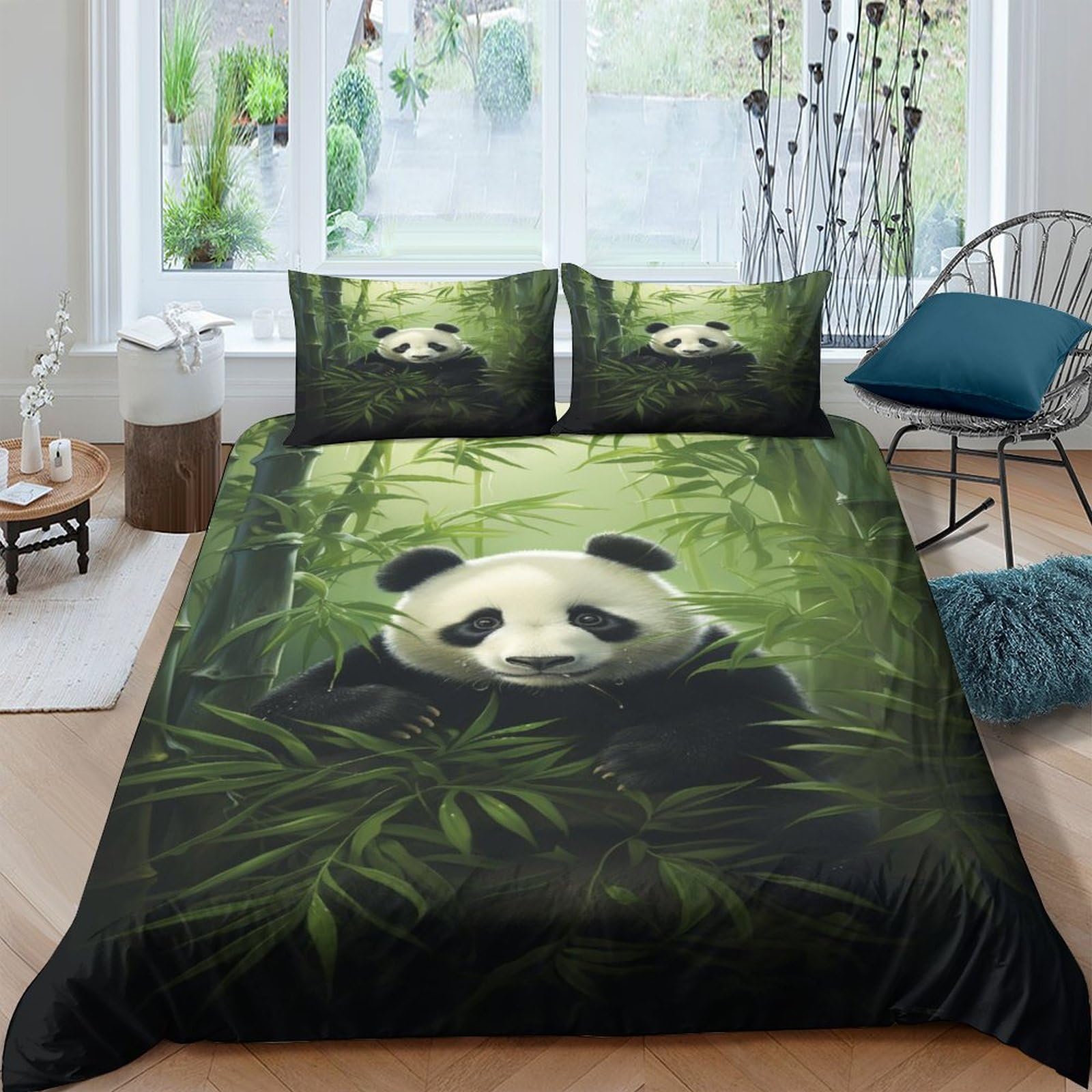 Housse de couette panda zippée en microfibre infroissable pour simplifier l'entretien du lit