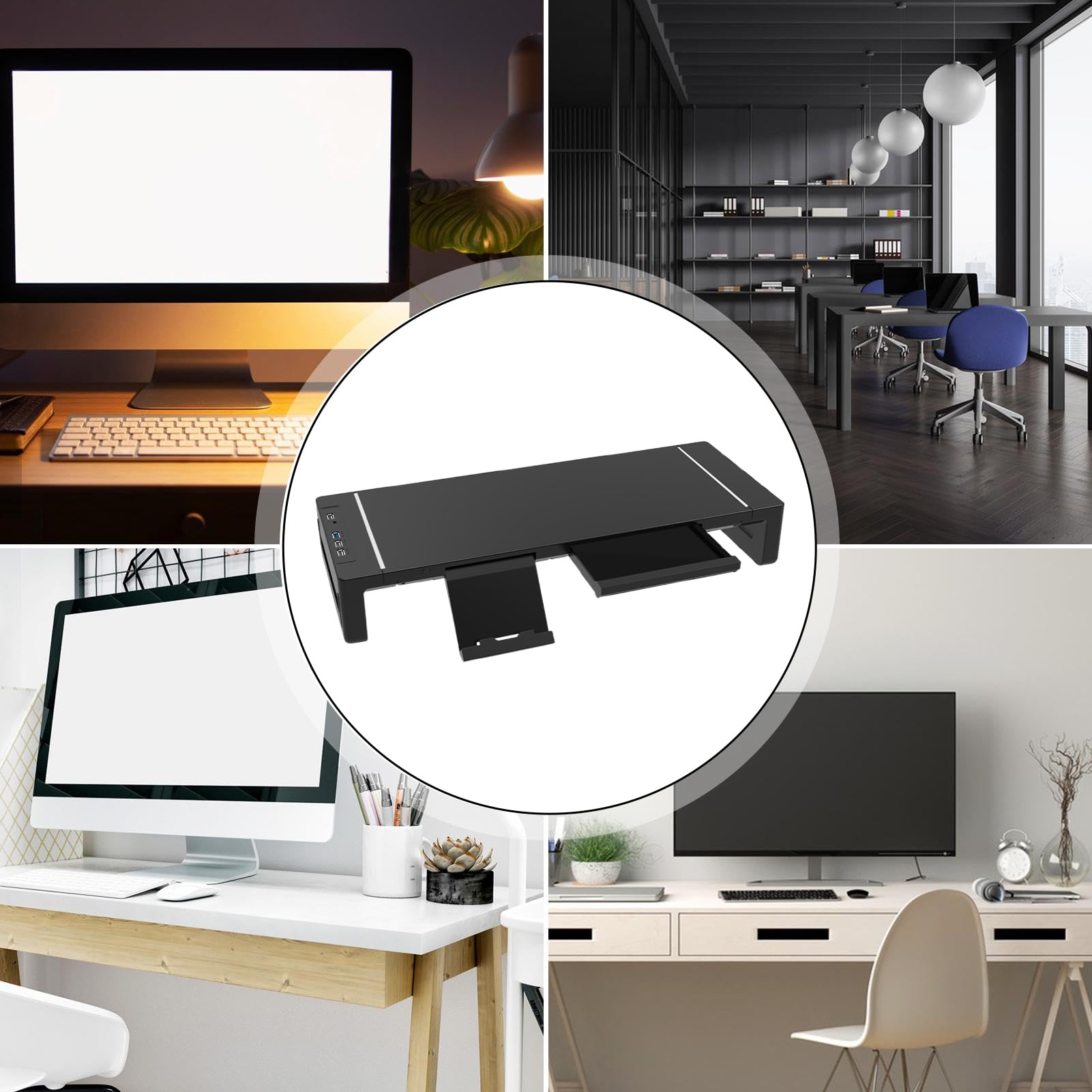 Supporto Monitor da Scrivania Ripiano da scrivania regolabile in altezza e | Supporto per Organizzatore da Tavolo Per schermi TV, penne, ristoranti, appartamenti, case, dor