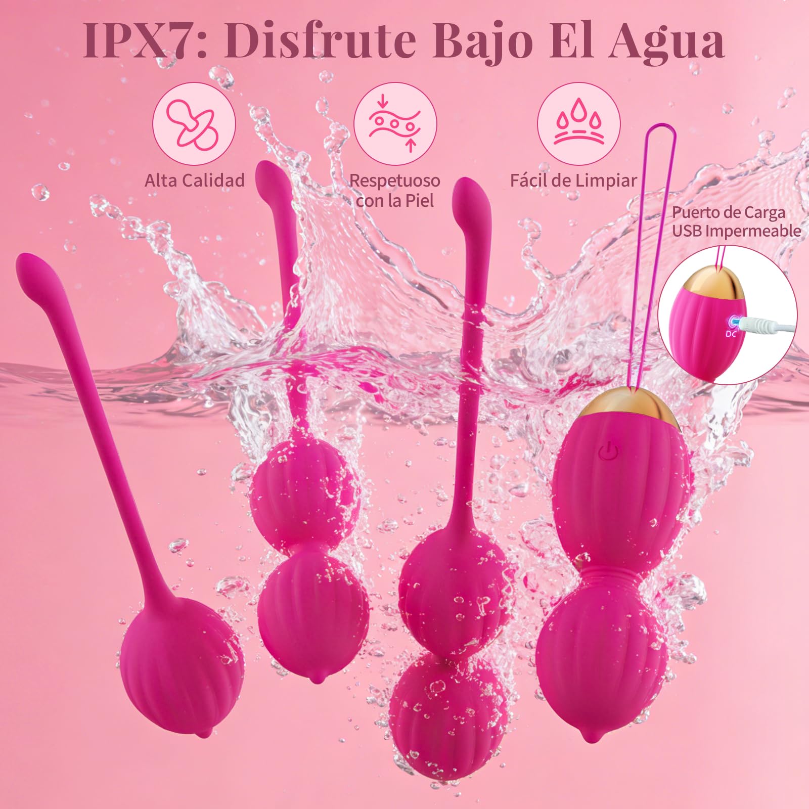 Fidech Bolas Chinas postparto 4pcs Masajeador Portátil para Mujer, Kegel Ball de Entrenamiento para Fortalecer los Músculos del Suelo Pélvico y Recuperar el Control, Rojo