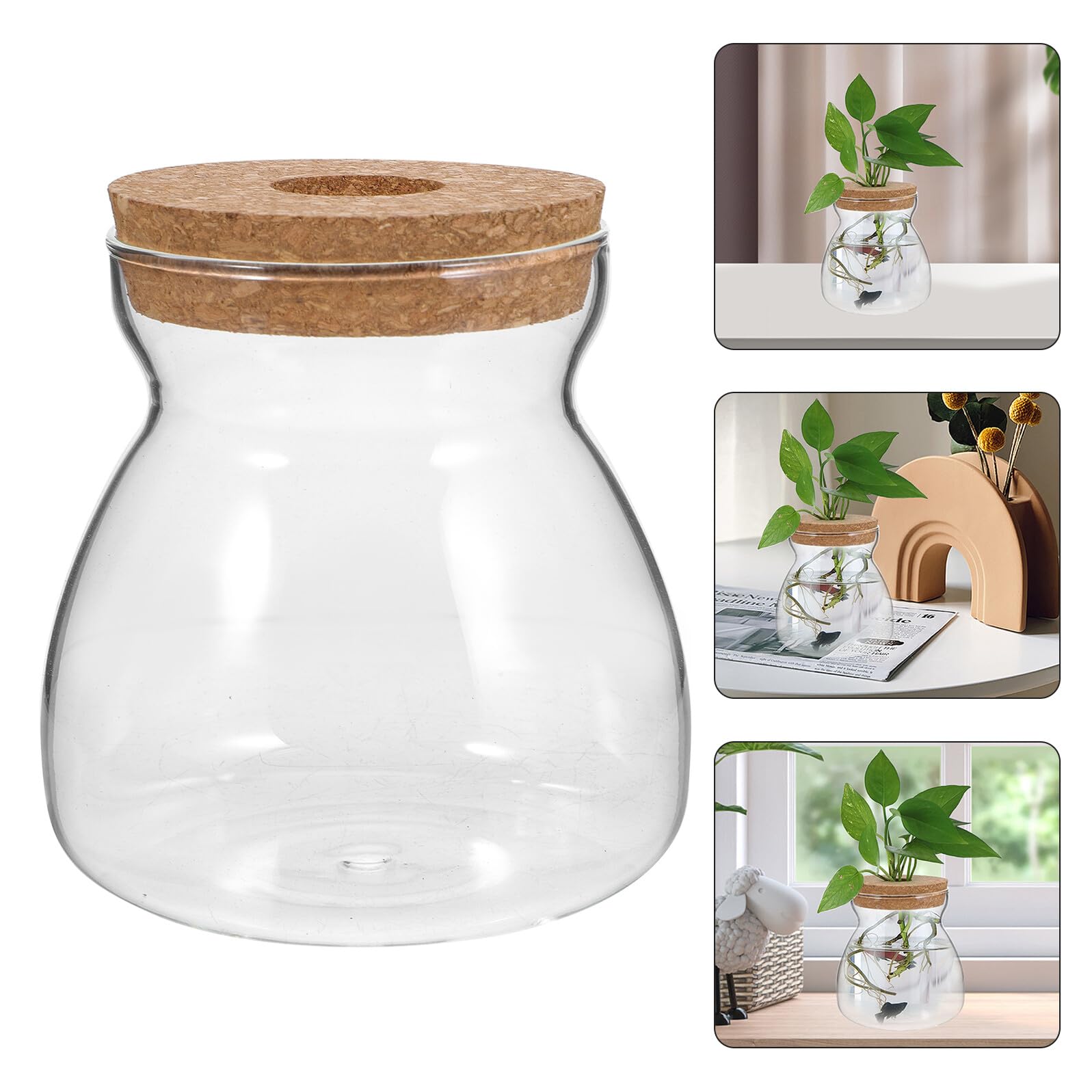 BESPORTBLE Terrario de Vidrio Recipiente de Madera y Vidrio para Plantas Hidropónicas Micro Paisaje Adecuado para Decorar Oficina o Dormitorio