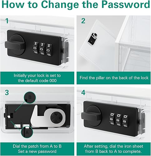 Miniatura 8 de iBune Caja de bloqueo grande de medicamentos, caja de almacenamiento de medicamentos con cerradura para caja fuerte de