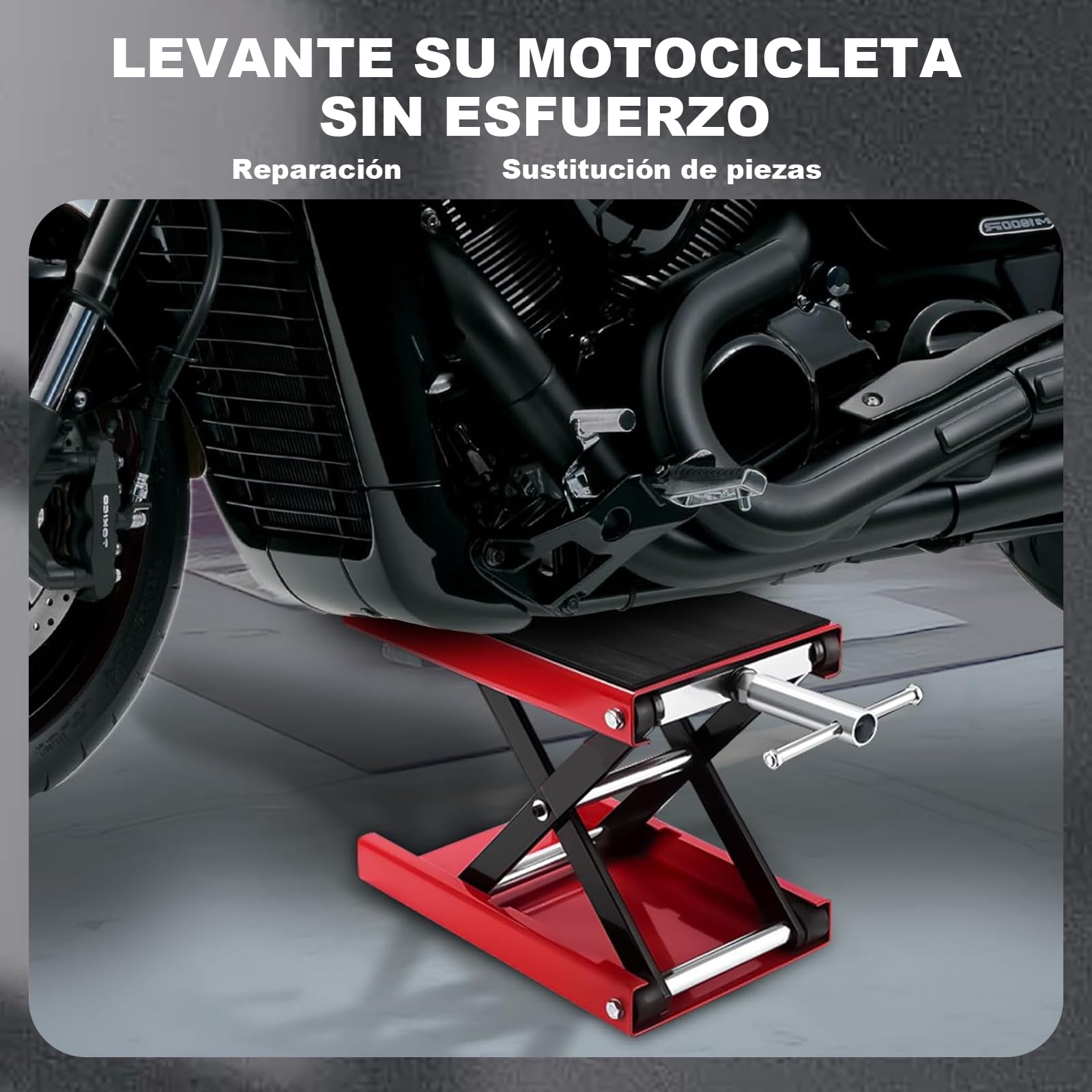 Plataforma elevadora de motocicleta - 500 kg/1100 lb para motocicleta, plataforma ancha, rango de elevación de 8,5 cm - 34 cm, para motocicletas, bicicletas, vehículos todo terreno