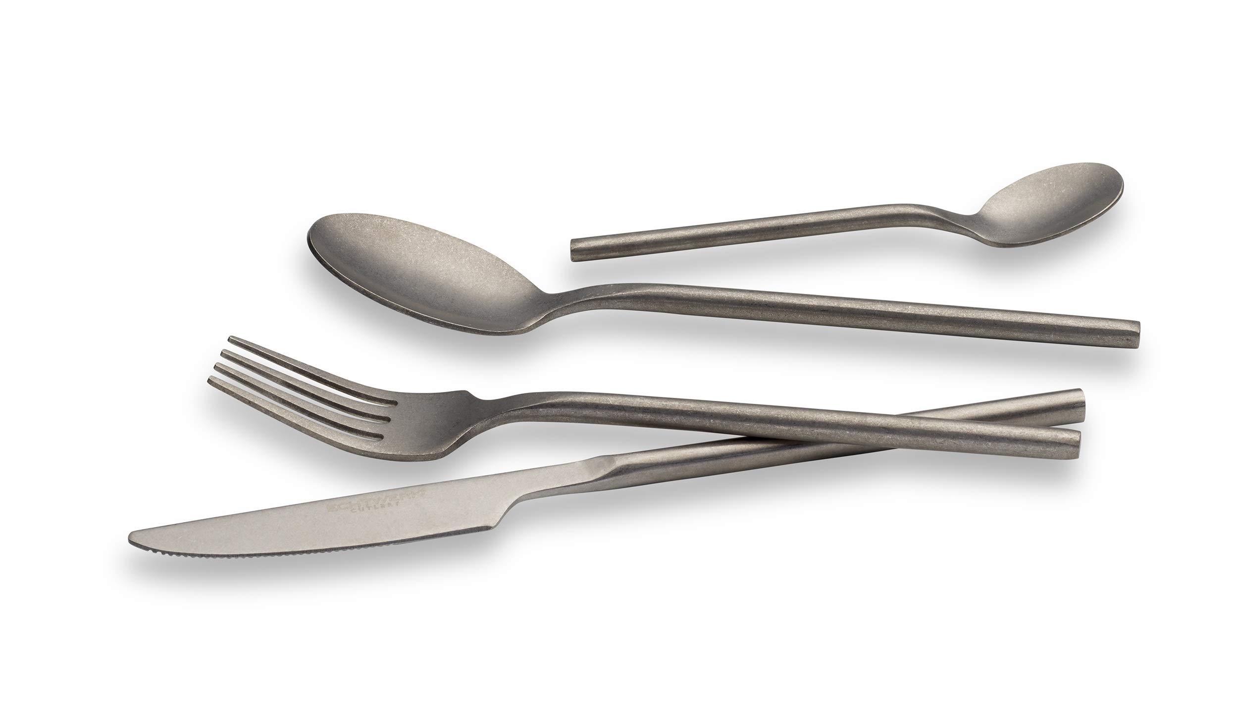 ECHTWERK Posate da tavola Malou, argento stonewashed, 16 pezzi, posate per fino a 4 persone, acciaio inox di alta qualità, acciaio cromato-nickel
