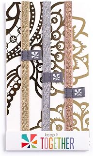 Erin Condren Designer Accessories - Metallic Elastic Band Trio - 3 Pack - Each Band Measures 7.25" x .5", Great Way to Glam Up Your Planner or Notebook