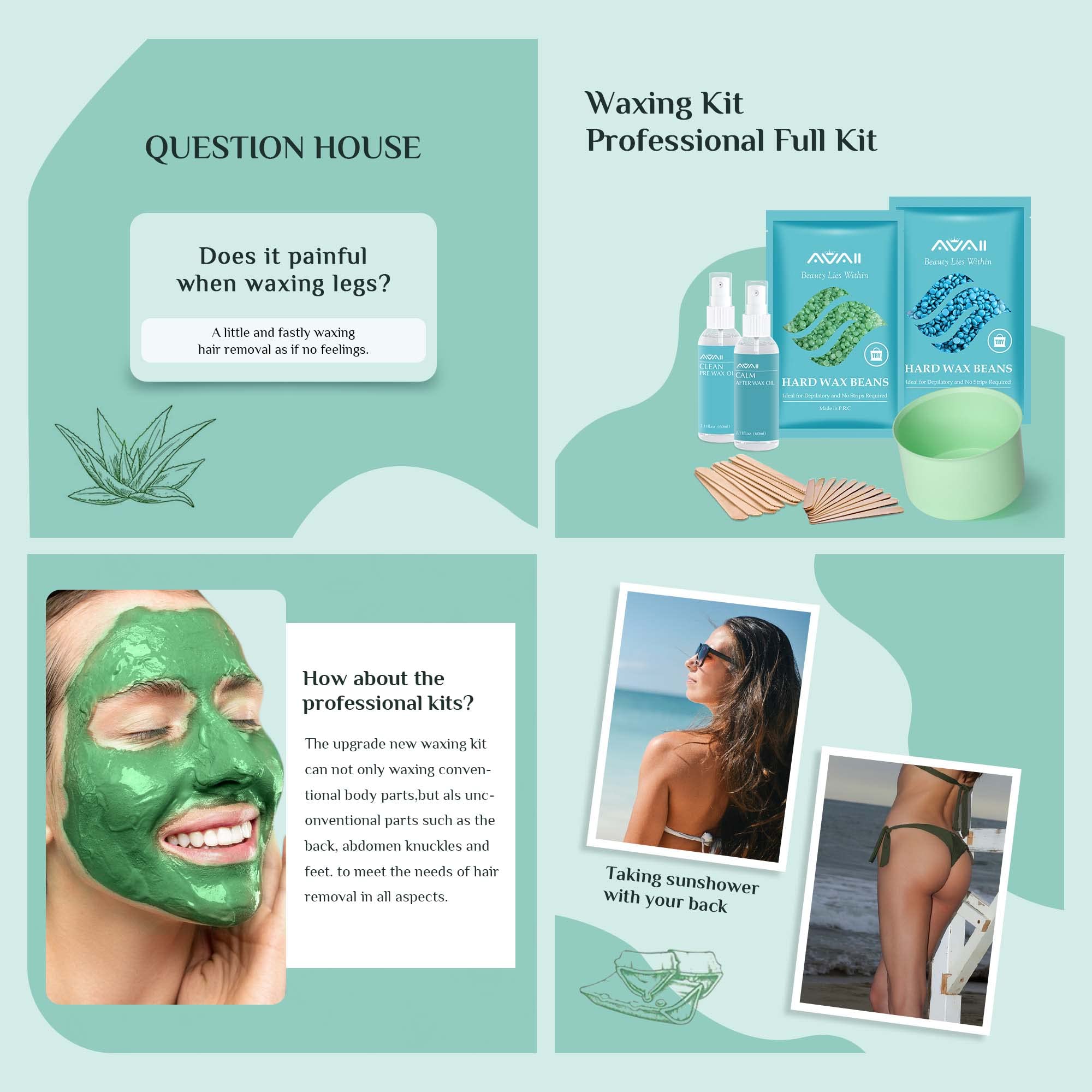 Kit de Depilación Profesional - Calentador de Cera Con 400g de Cuentas, 20 Anillos - Para Cara, Axilas, Piernas, Bikini y Cuerpo Completo