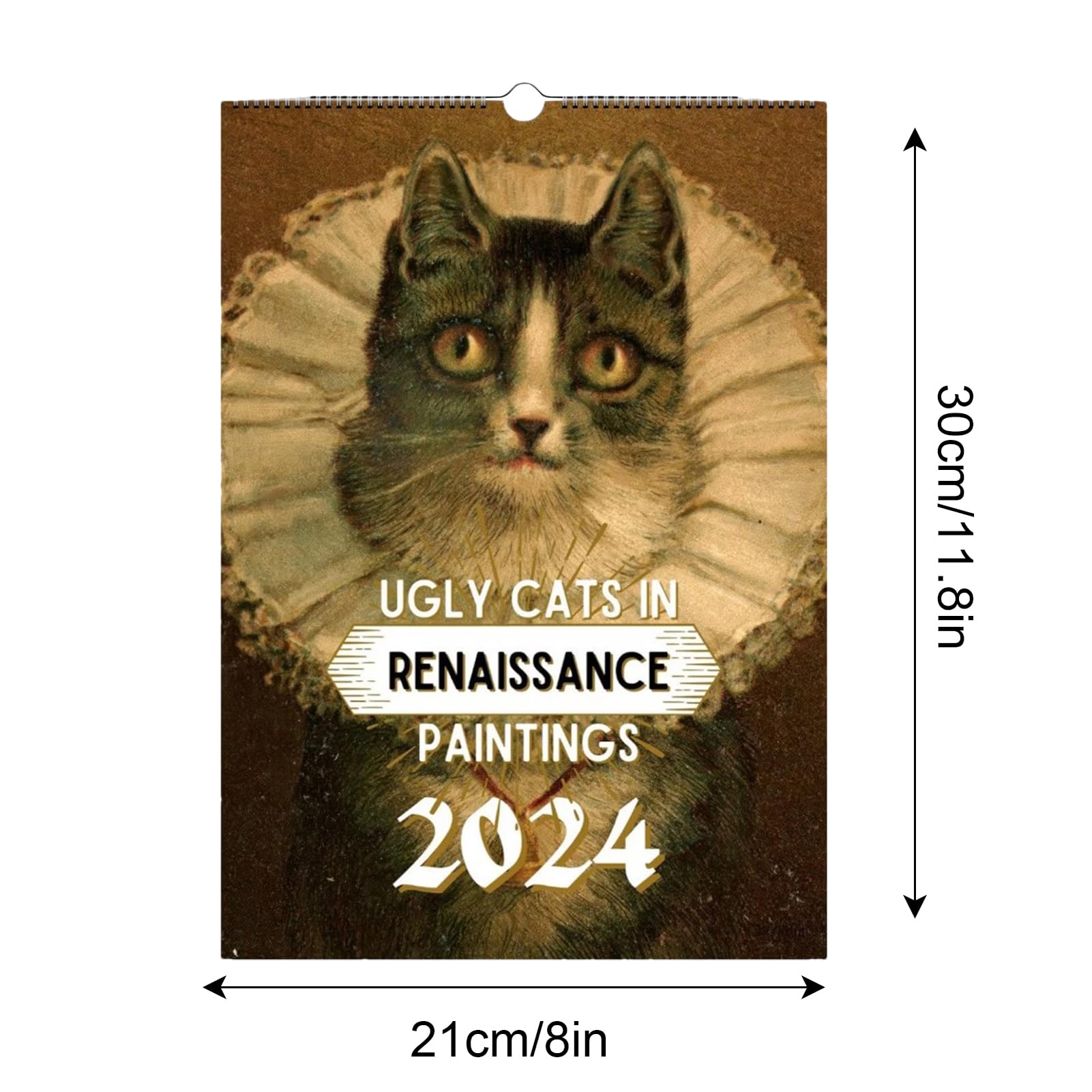Weird Cats In Renaissance 2026 Wandkalender, 12 monatliche seltsame Katzenkunst-Themen-Wandkalender, 2026, lustiger Katzenkalender für Katzenliebhaber (A