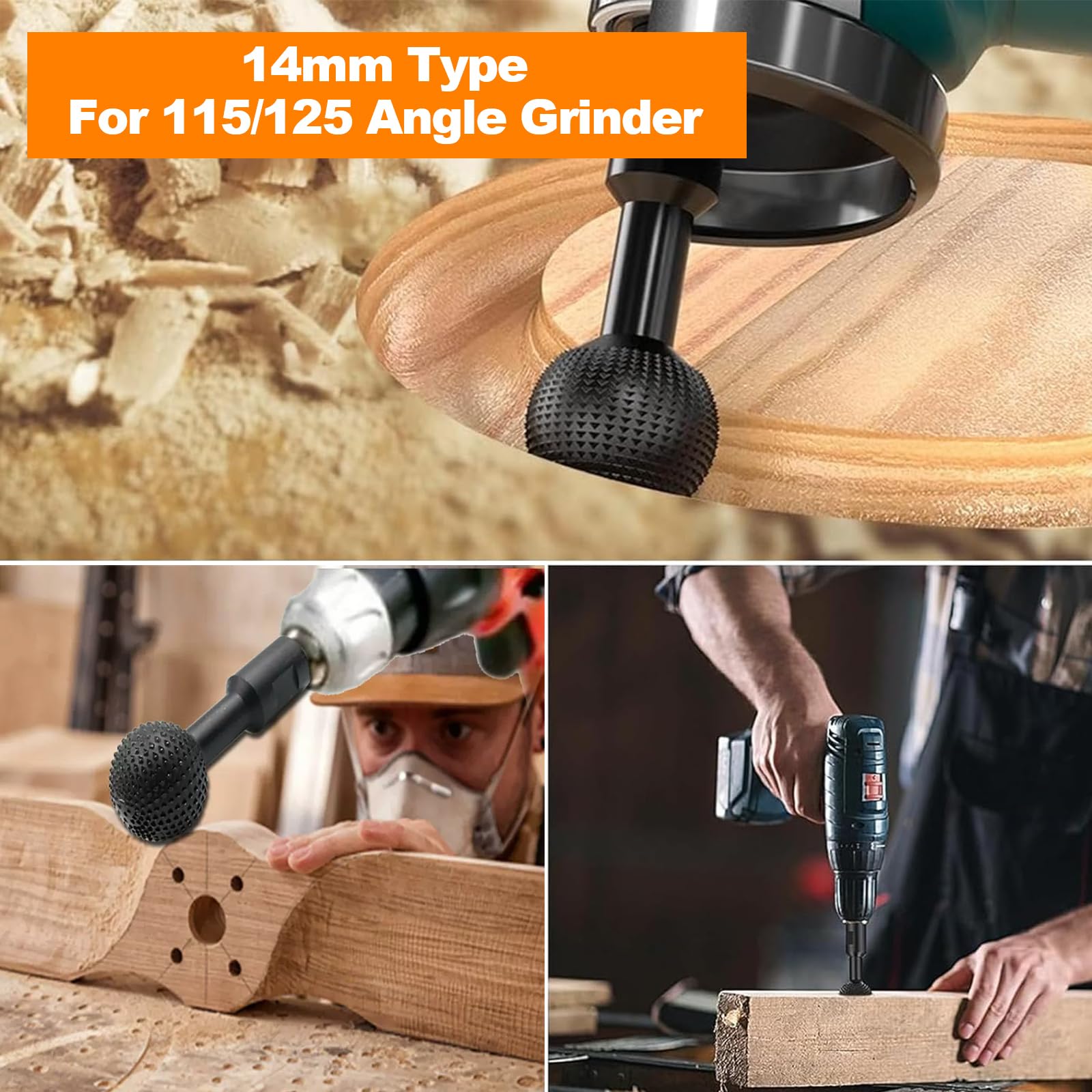 Set Di Frese Sferiche Per Smerigliatrice Angolare - Per Levigare Legno E Metallo, Testine 14mm