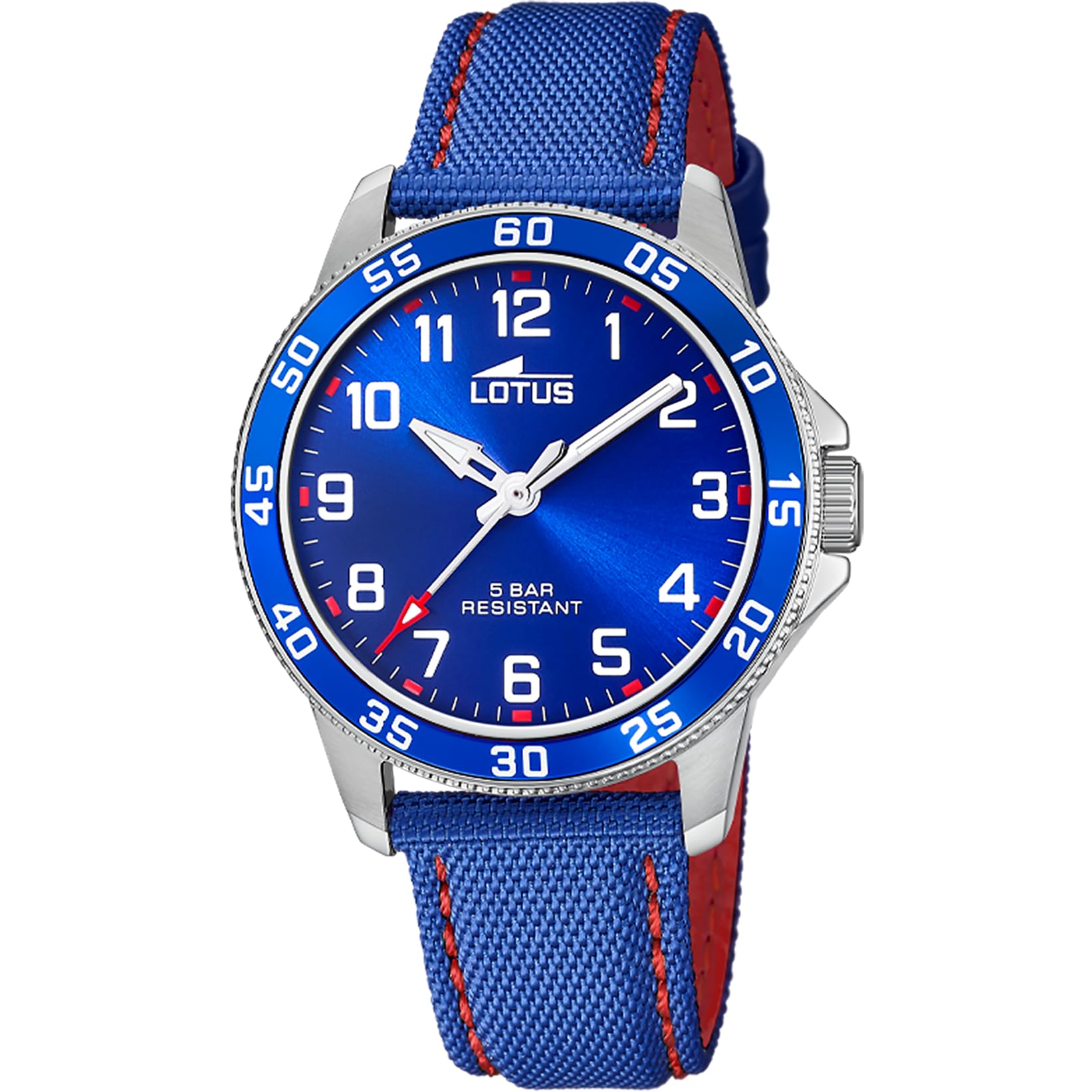 LOTUS Reloj Niño Analógico de Acero Inoxidable y Cuero Azul | Movimiento de cuarzo, Reloj Niño, Cristal Mineral de Alta Resistencia, Impermeable 5 ATM 18787/5