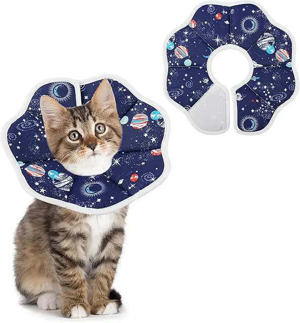 TIESOME Adjustable Cat Cone Collar - Soft Recovery E-Collar for Small Cats After Surgery