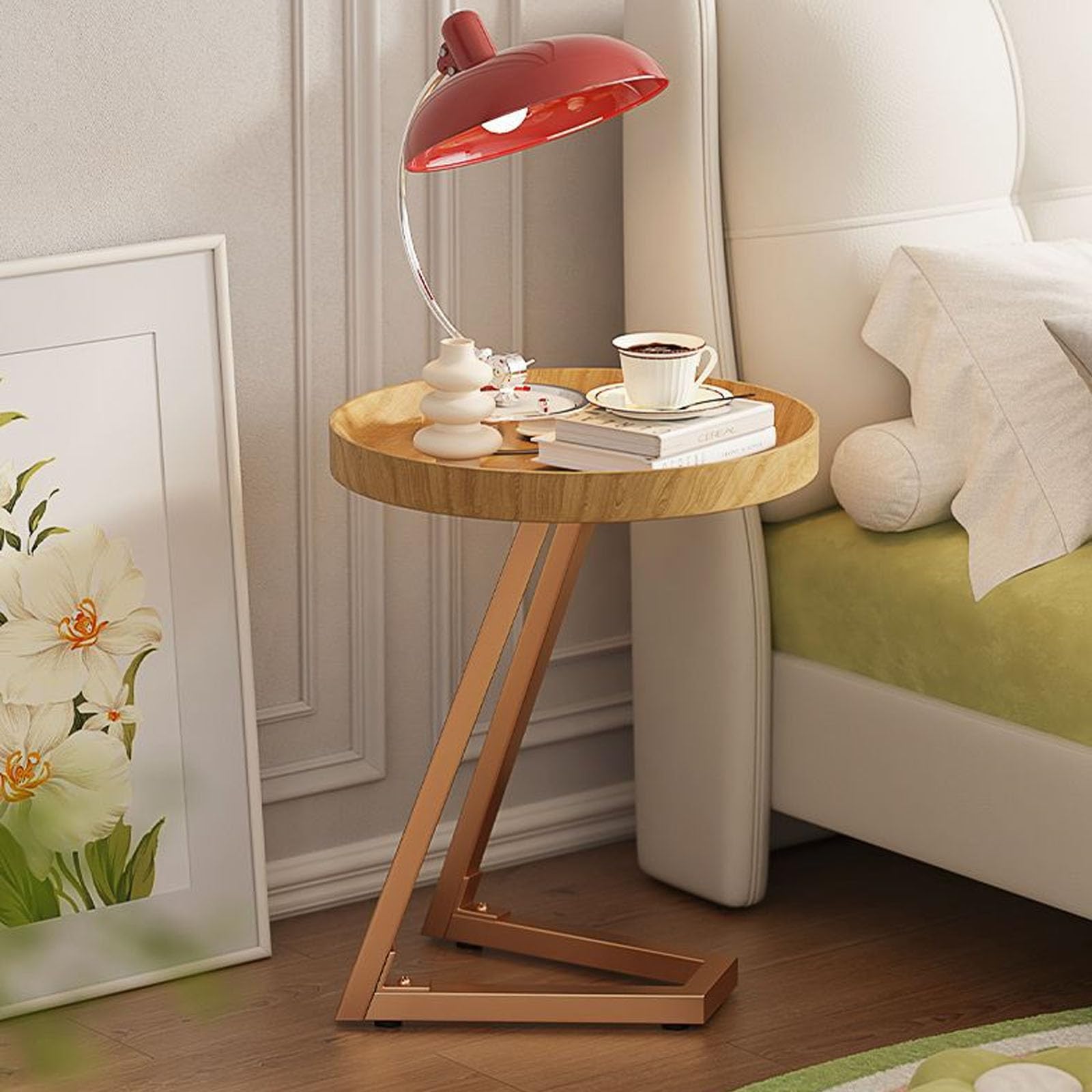 SXZenSpace C Shaped End Table for Couch,Under Couch Side Modern,C Natural Wood,Modern Tables Couches Living Room,Bedroom,Office,Study,wood