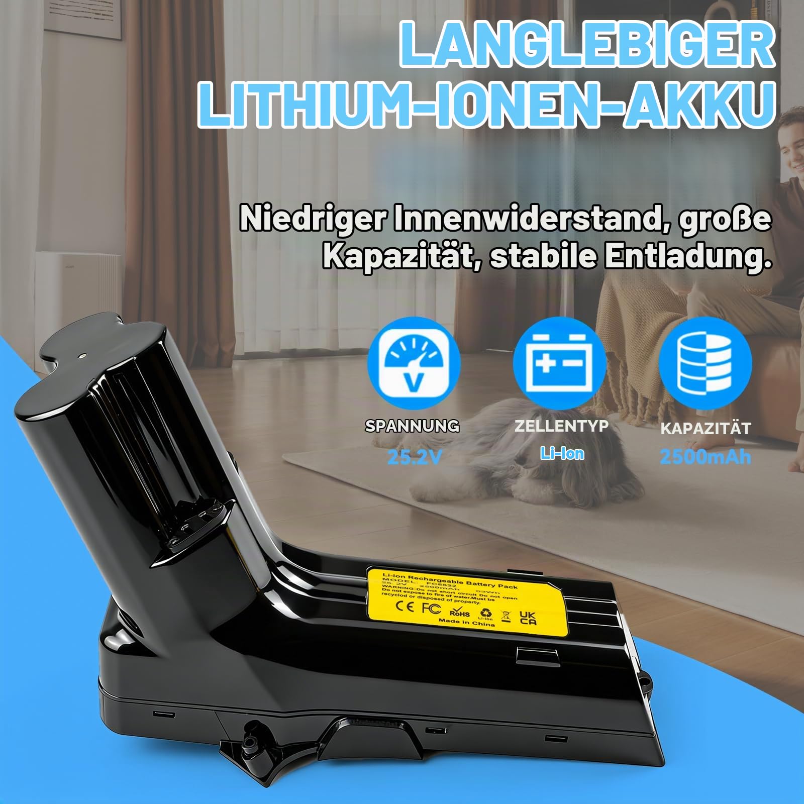 Ersatz Akku Fit Philips FC6822, FC6823, FC6826/01, FC6827, FC6828, FC6904