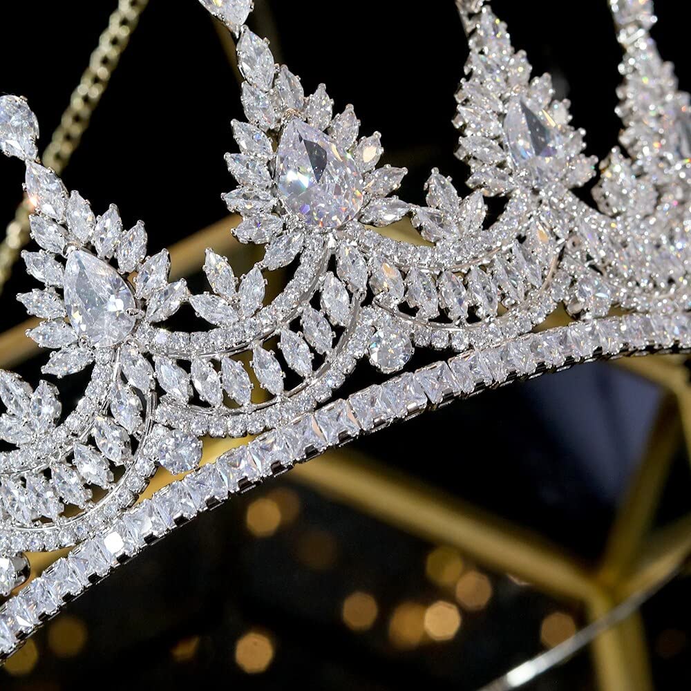Biżuteria do włosów Tiary z koroną dla kobiet Tiary i korony Tiara zaręczynowa Tnowa Tiara korona ślubna, dodatki do sukni wieczorowej Biżuteria dla nowożeńców Tiara z cyrkoniami, 15-srebrna