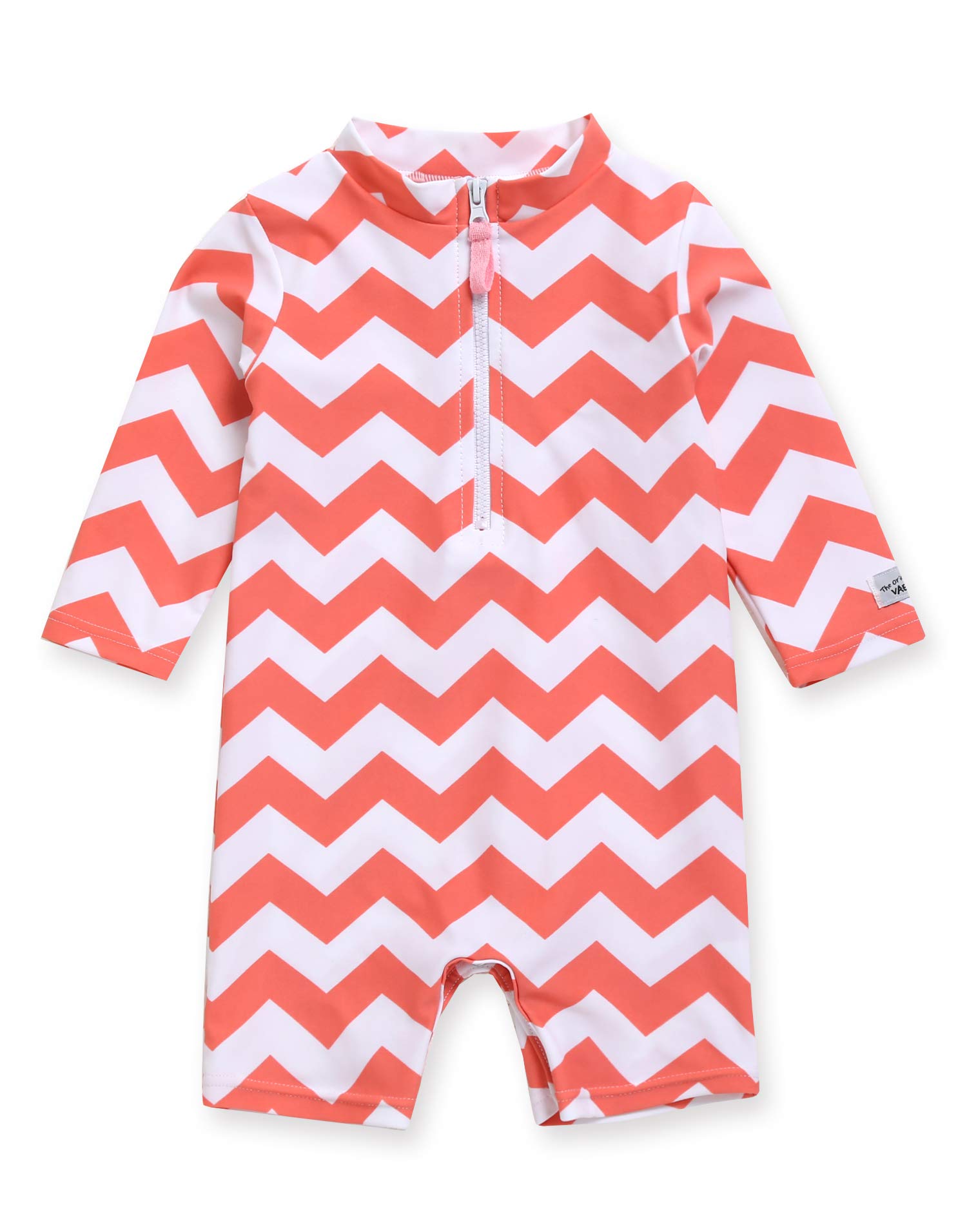 VAENAIT BABY Girls One-Piece Swimsuit, UPF 50+ Long Sleeve Rash Guard, Ruffle Swimwear Infant &amp; Toddler for 0-2 Years