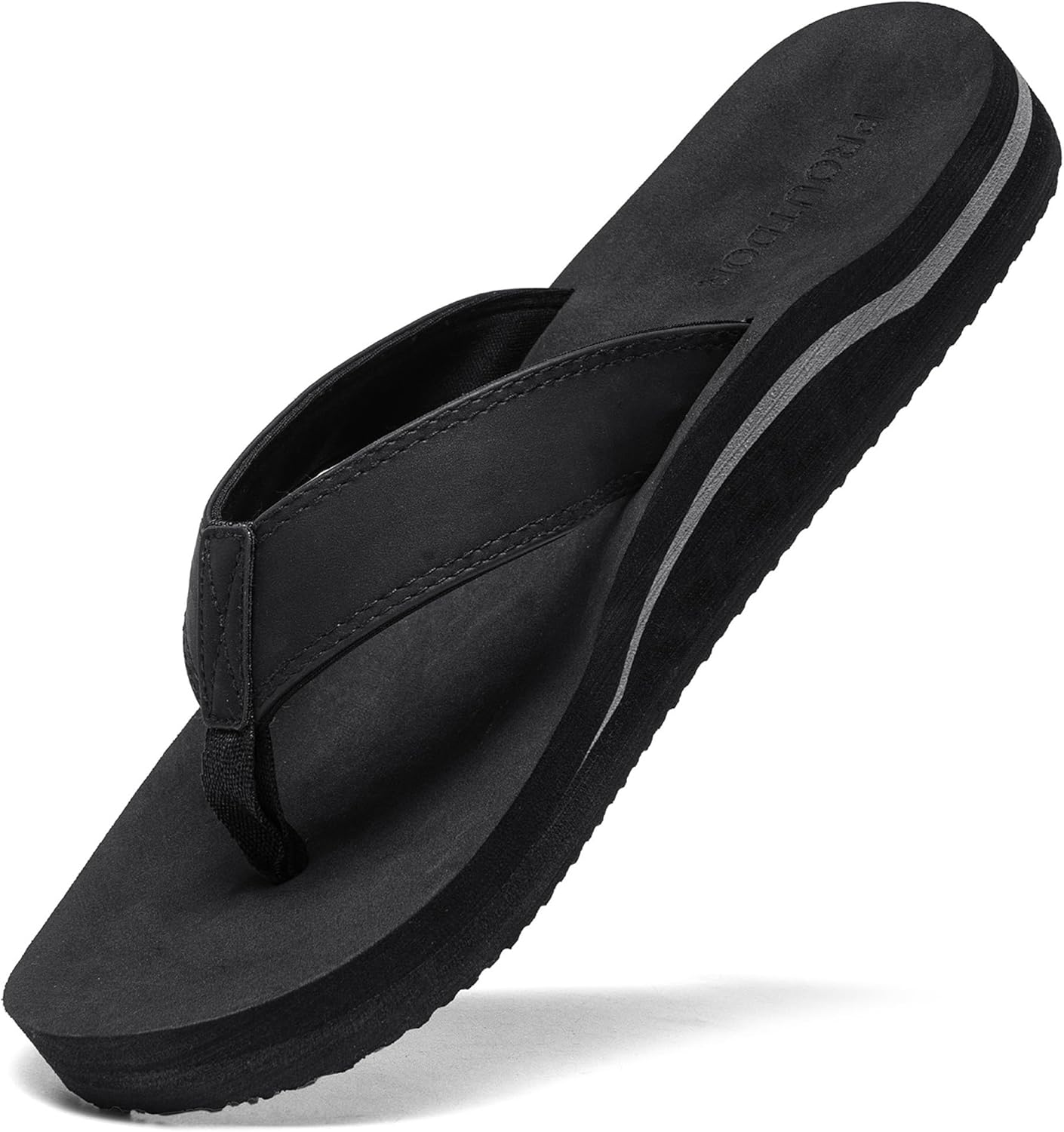 proutdor Men's Wide Flip Flop with Orthotic Arch Support Athletic Slide Thong Sandals for Men Soft Cushion Footbed